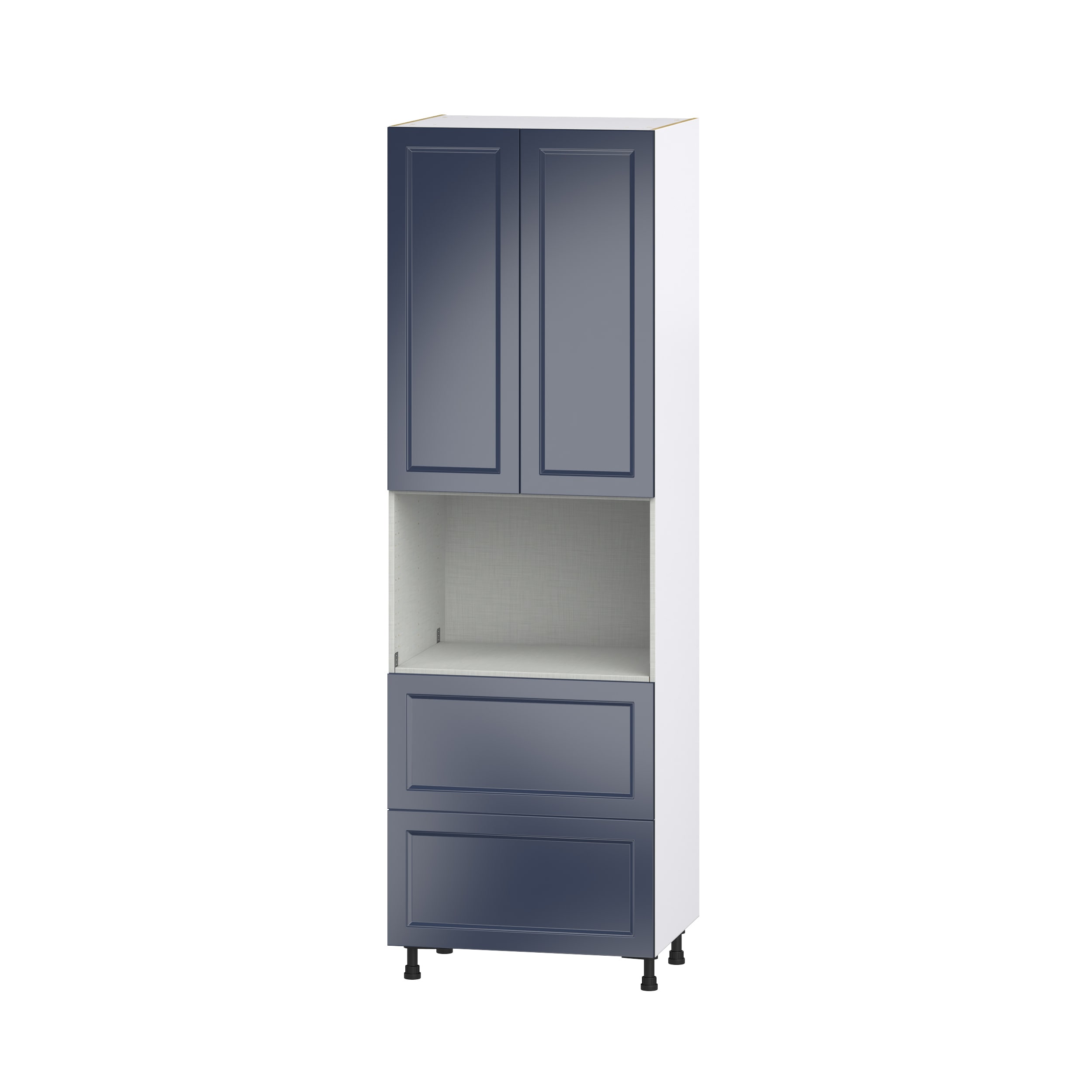 Hugo&Borg DSTM2D3094.5-LO Lorette 30-in W x 94.5-in H x 24-in D Navy Blue 2 -Drawers Microwave Pantry Fully assembled Cabinet (Recessed Panel Shaker)