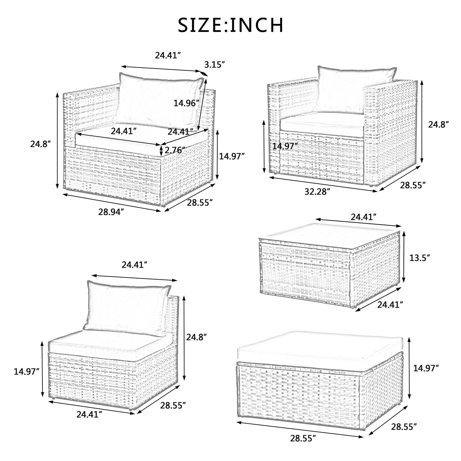 SINOFURN SYB790007GY Patio-Conversation-Sets - View #5