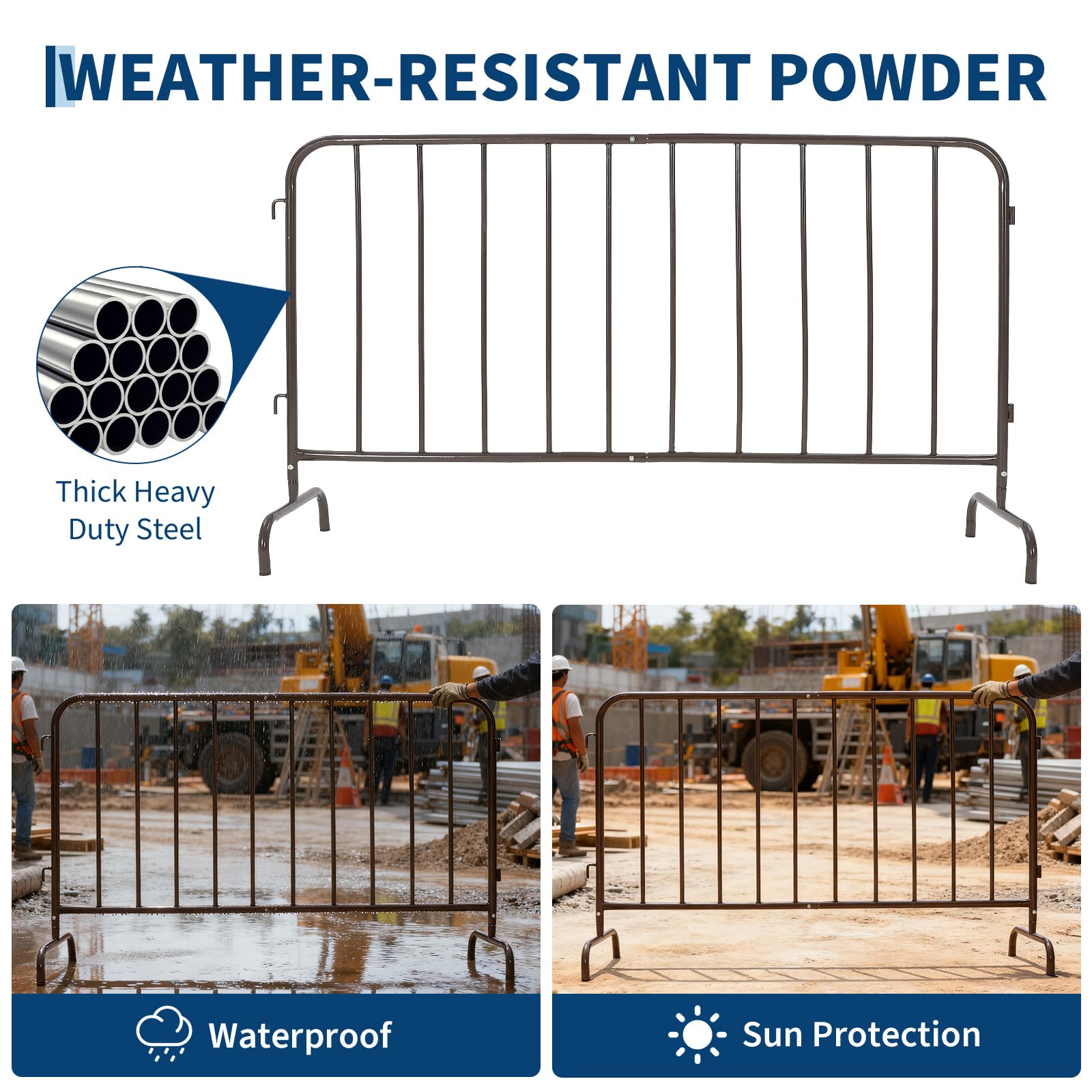 5.5 Ft Heavy Duty Interlocking Steel Barricade Galvanized Metal Crowd ...
