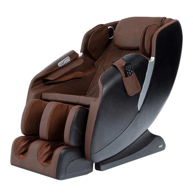 Osaki Black And Brown Faux Leather, Osaki Brown Faux Leather Reclining Massage Chair By Titan