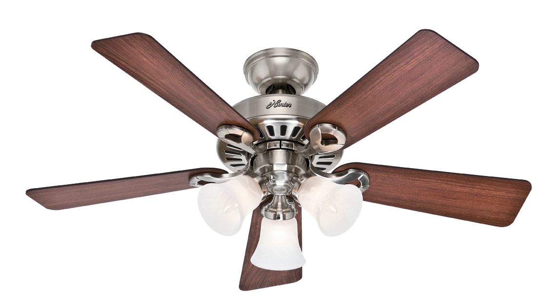Hunter Ridgefield 5 Minute Fan 44 In Brushed Nickel Indoor Downrod Or Flush Mount Ceiling With Light Blade The Fans Department At Com - Do Hunter Ceiling Fans Have Fuses