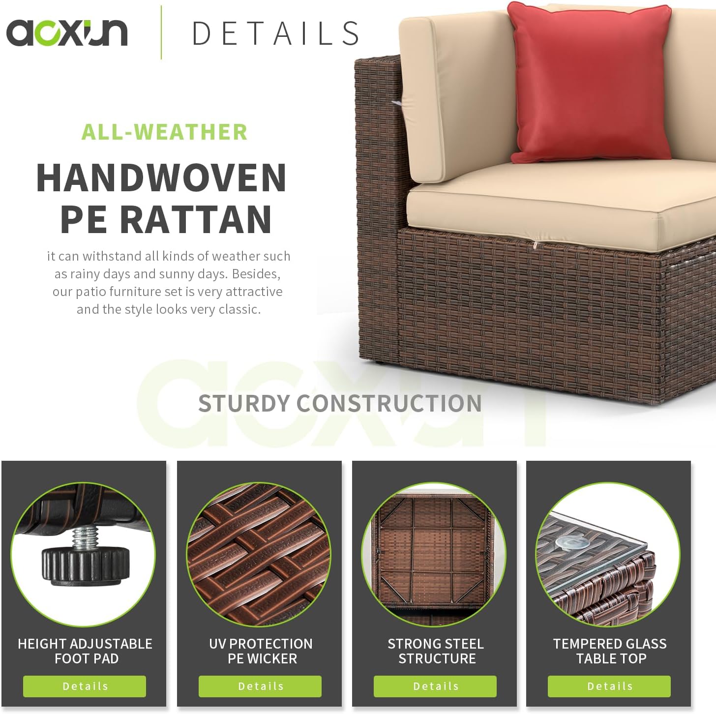 AOXUN G12035BRAC+G25007BR Patio-Conversation-Sets - View #5