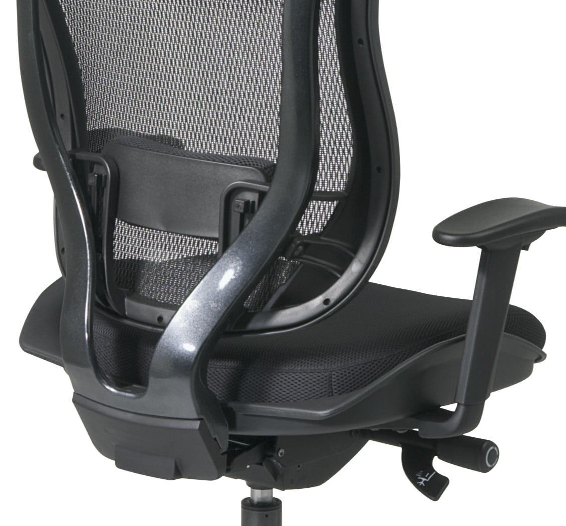 Executive High-Back Ergonomic Swivel Chair in Black and Gunmetal Mesh
