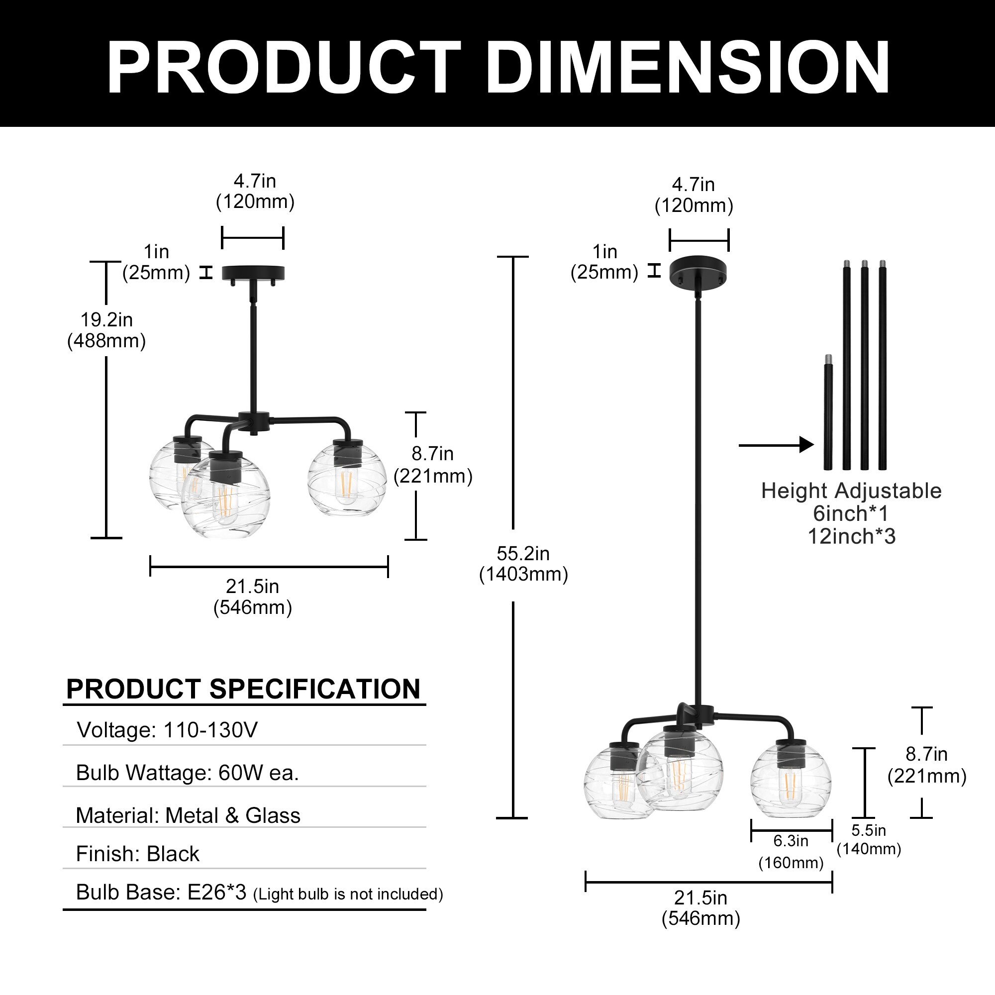 YANSUN LA-ZY-BX12401CBL-11 Pendant-Lights - View #4