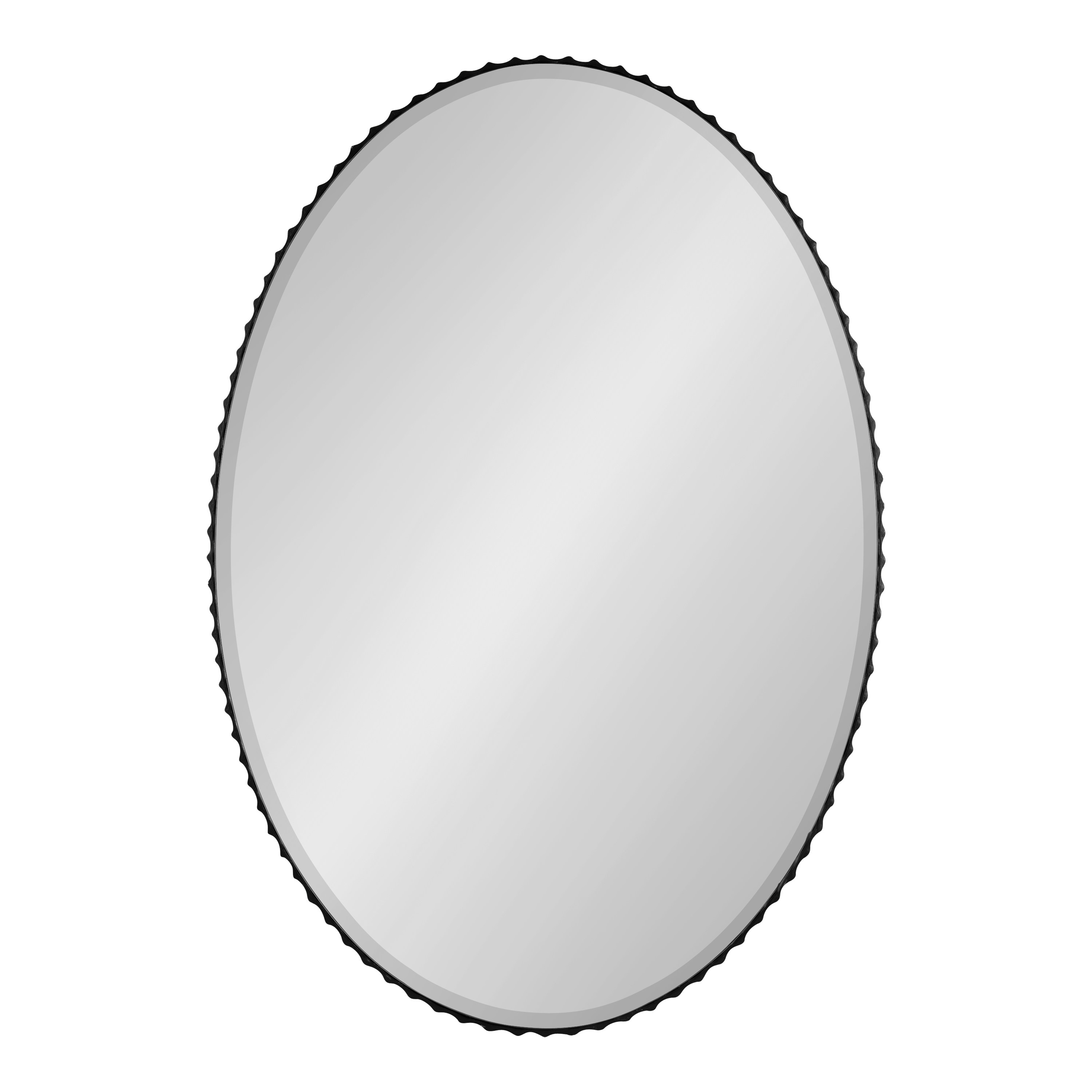 Kate and Laurel 224449 Elmora 22.25-in W x 32-in H Oval Black Framed Wall Mirror