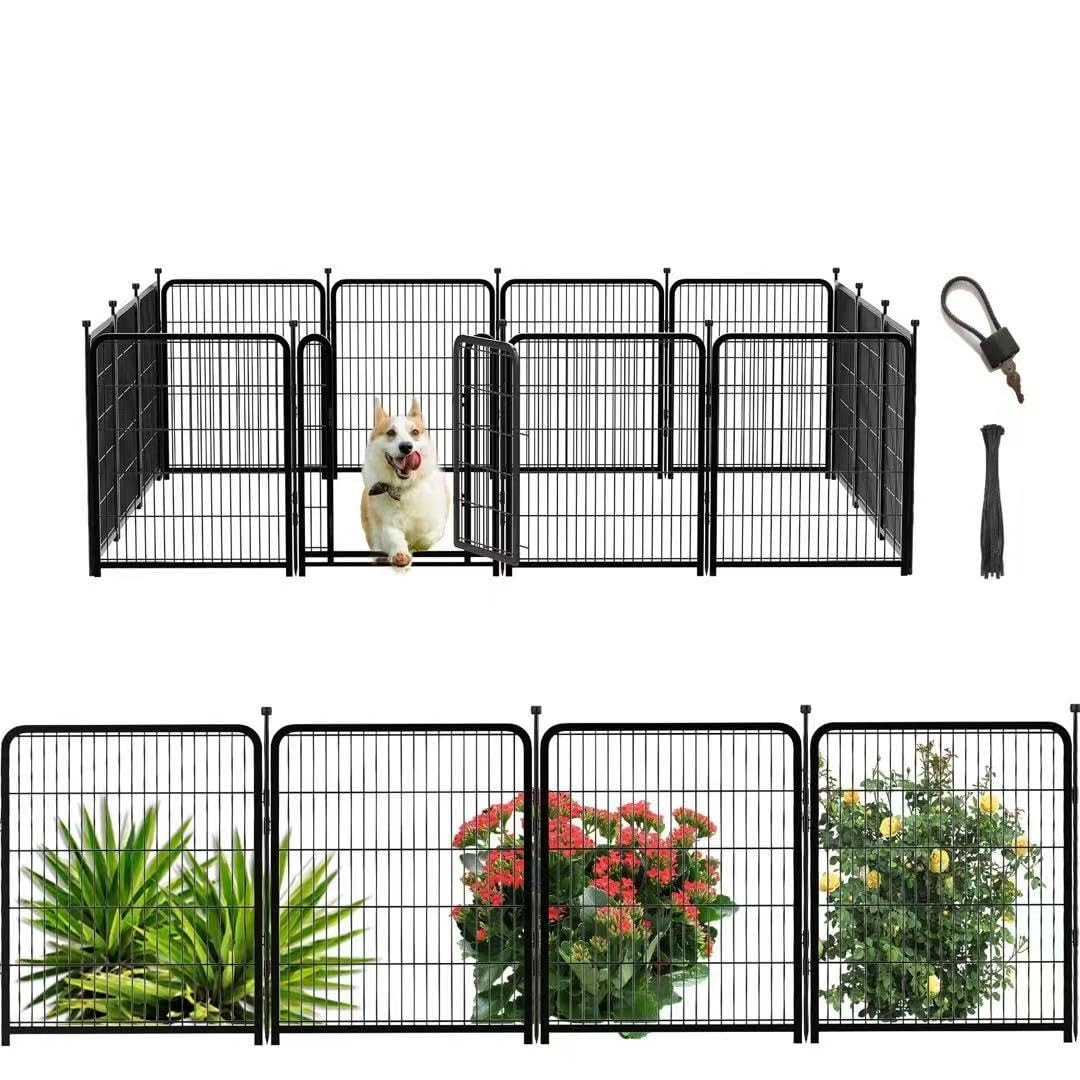 Adrinfly 12 Piece 32 in High x 27 in Wide Garden Fence Set Dog Playpen ...