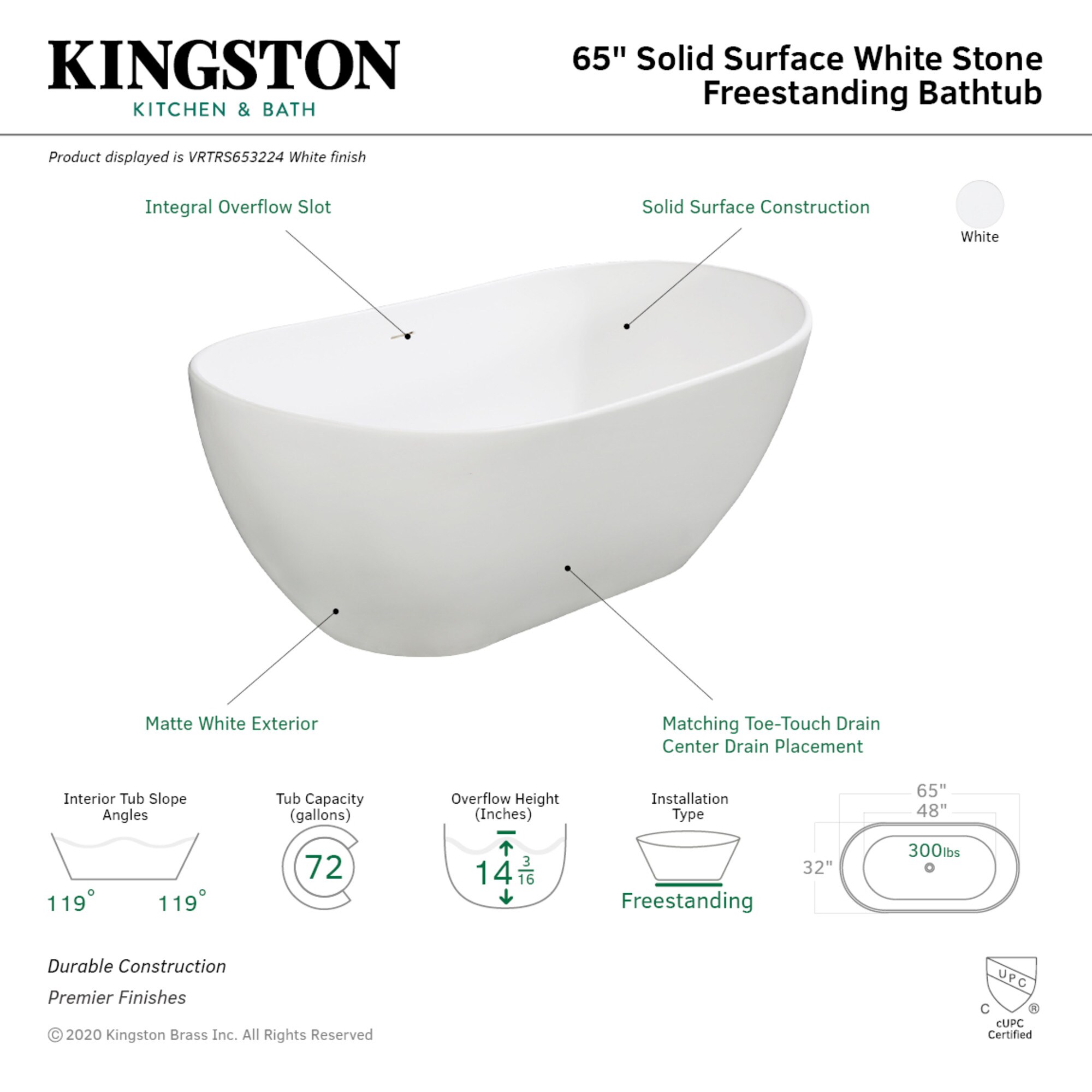 Kingston Brass UVRTRS653224 bathtubs - View #3