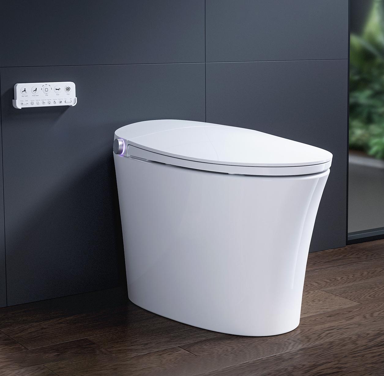 HOROW Elongated Bidet Toilet 1.27GPF in White with Bidet Water UVC and Plasma Bowl Sterilization Tank Auto Flush ADA Height