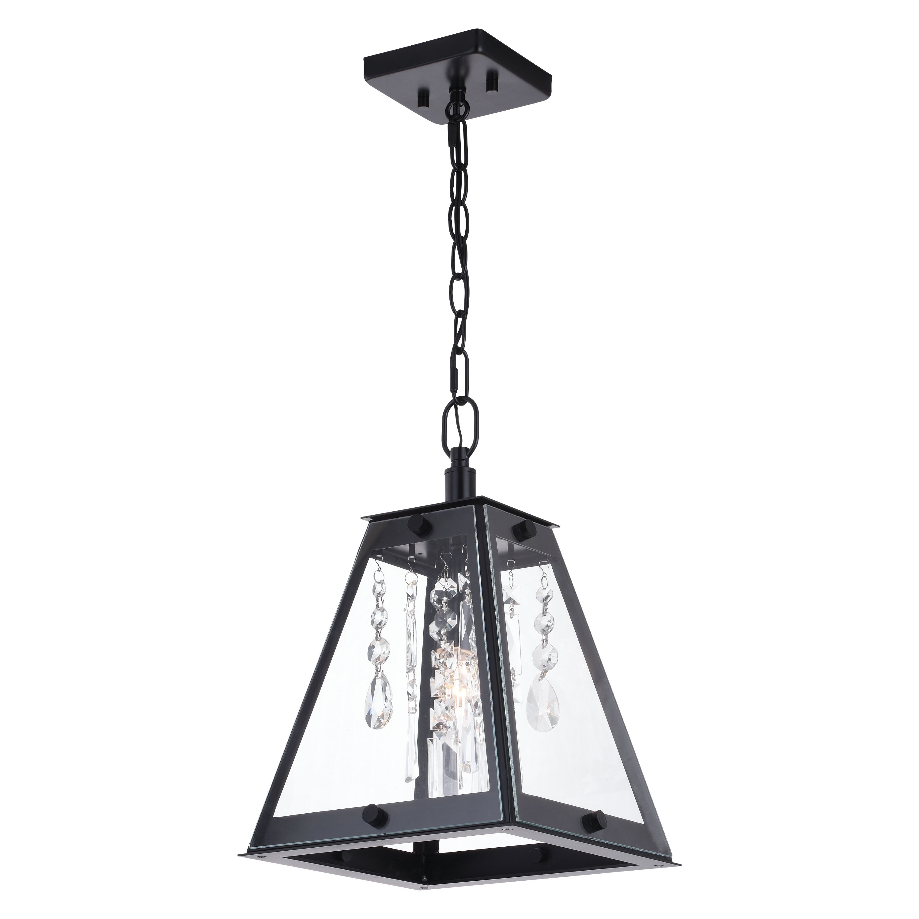 Tremont Matte Black and Bronze Glass Pendant Light