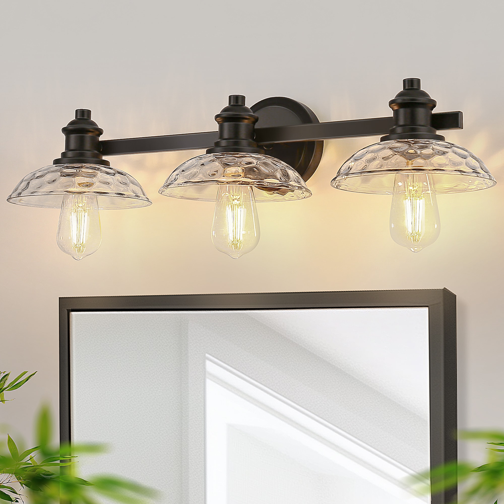 YANSUN LA-JQ12601BBL-11 25-in 3 -Light Clear Traditional Vanity light
