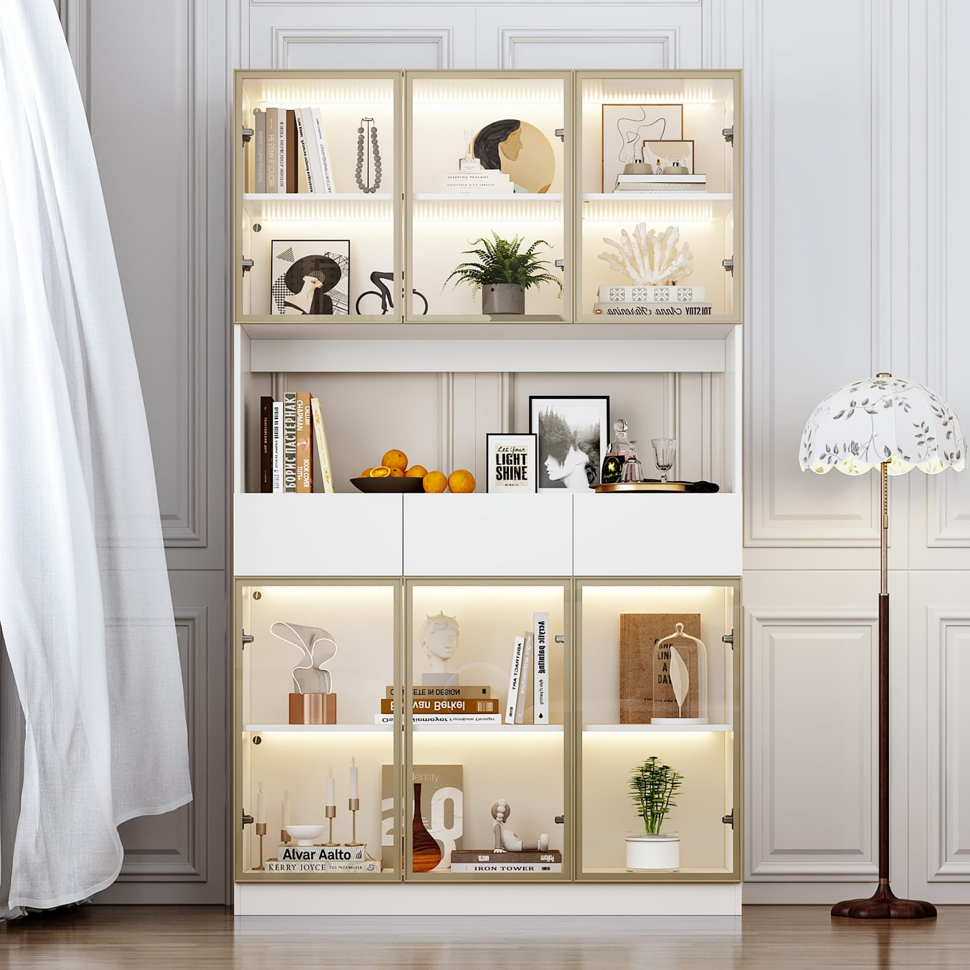 FUFU&GAGA KF020374-03+04 Contemporary/Modern White Pantry with Wine Storage