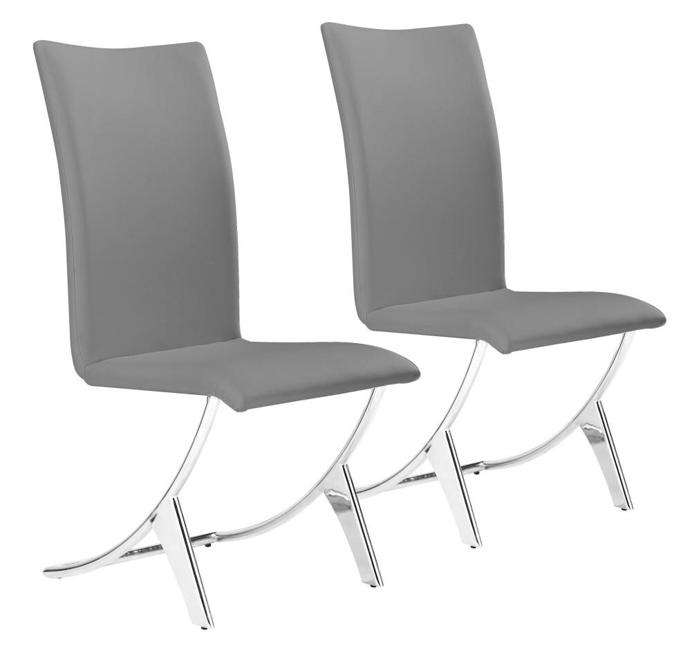 Zuo Modern 102106 Set of 2 Delfin Contemporary/Modern Faux Leather Upholstered Dining Side Chair (Metal Frame)
