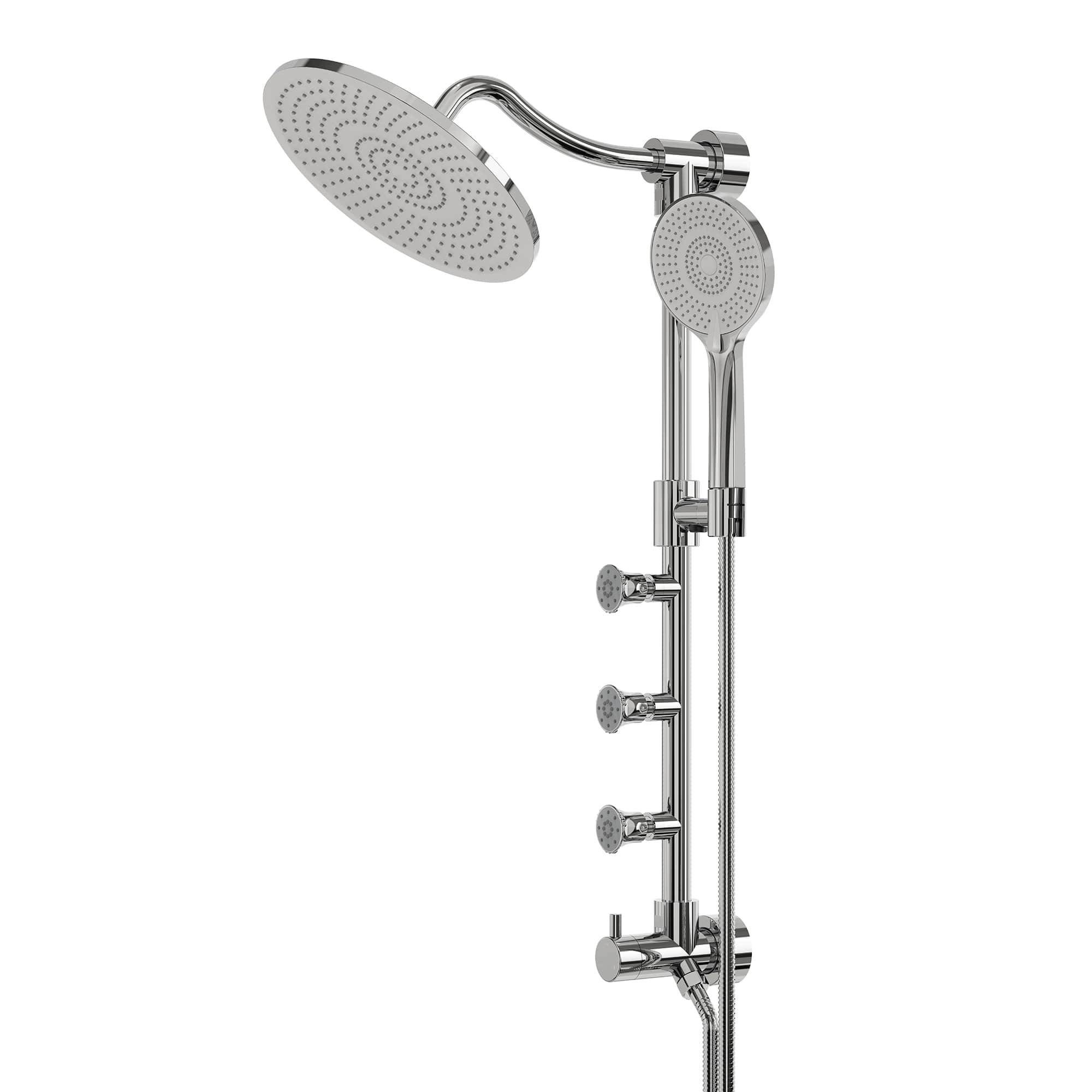 EVERSTEIN  3-in-1 Shower System with 10-Inch Rain Shower Head Handheld Shower and Body Jets Adjustable Shower Rail Pressure-Balanced Shower Faucets Chrome