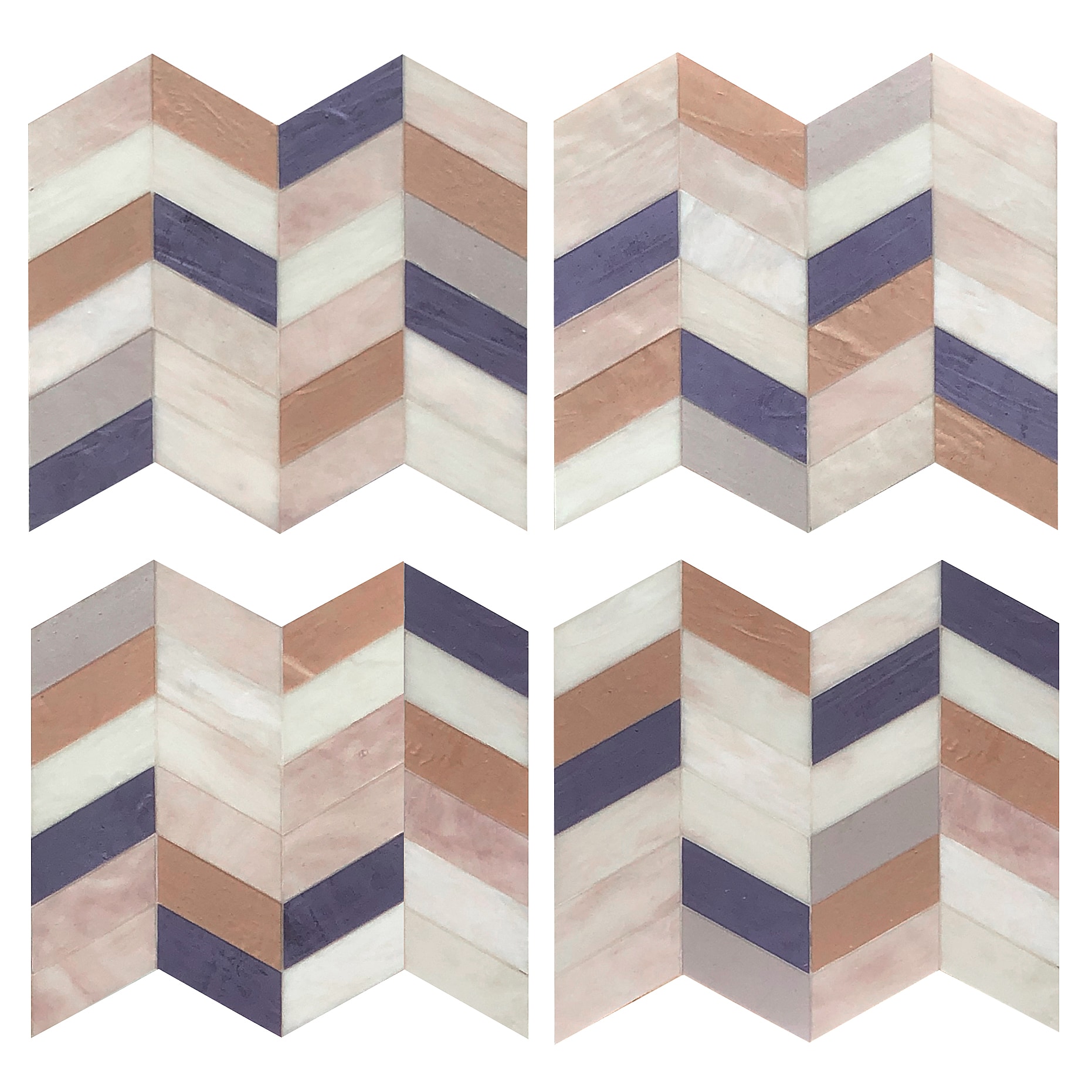 Elizabeth Sutton Glory Pink Chevron Glass Mosaic Tile