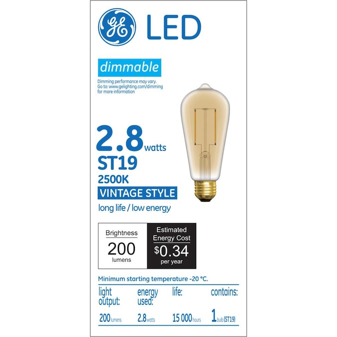 GE LED 25Watt EQ ST19 Warm Candle Light Dimmable Edison Light Bulb in the Decorative Light