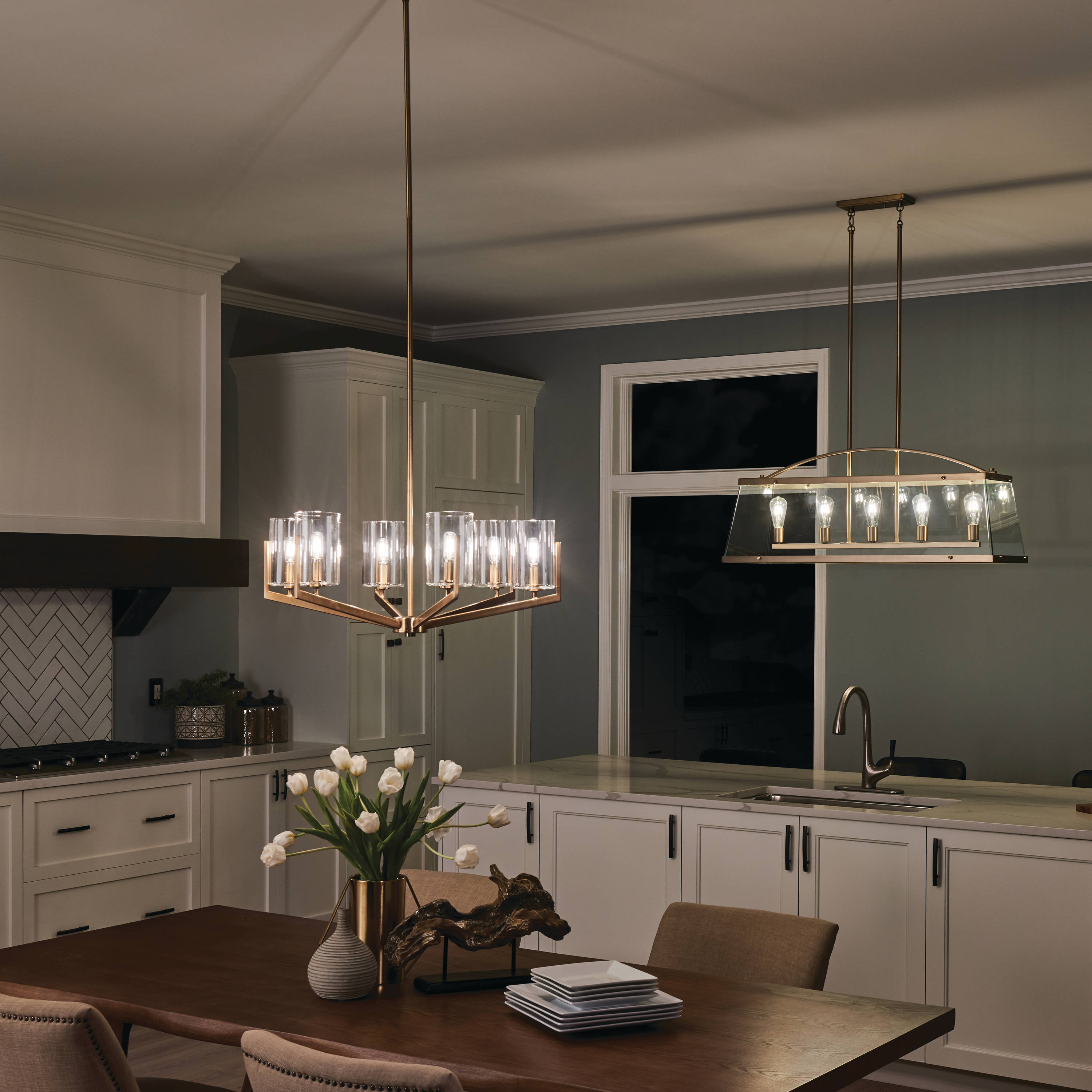 Kichler Nye 6-Light Brushed Natural Brass Transitional Dry Rated Chandelier