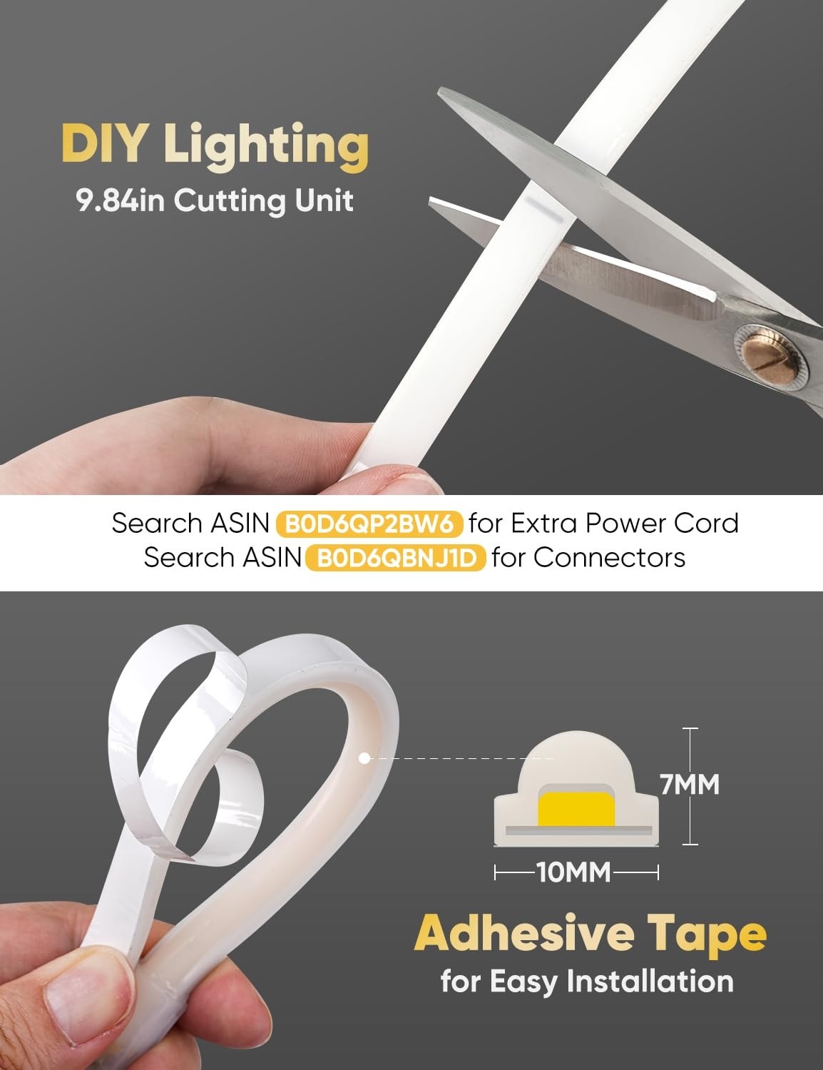 Oyezvary COB LED Neon Rope Light 16ft Warm White 2800K 600lm per meter ...