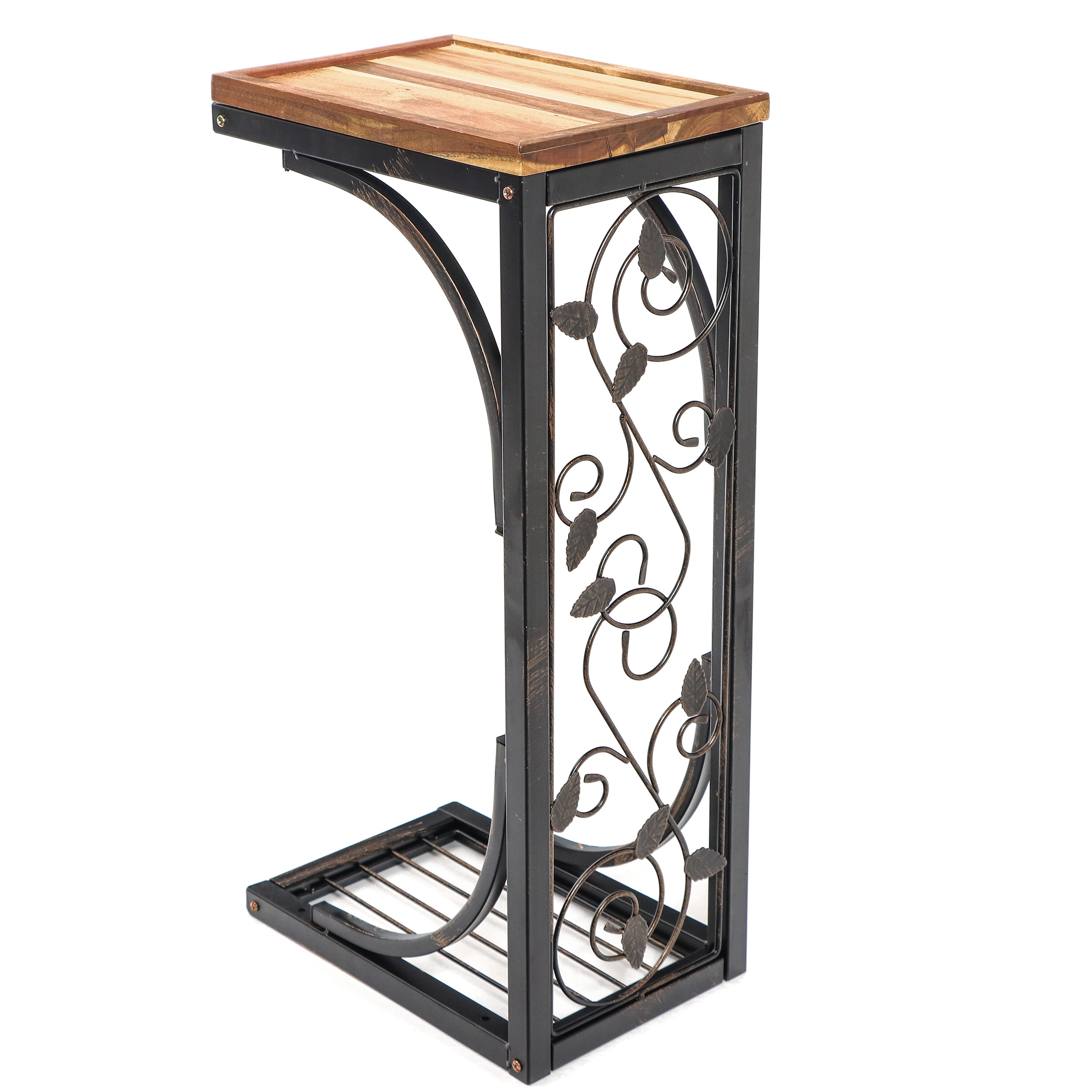 Trademark Innovations SNKTBL-GRAPES 8.25-Inches W x 23.25-Inches H Scroll Leaf Design Wood Square Country End Table