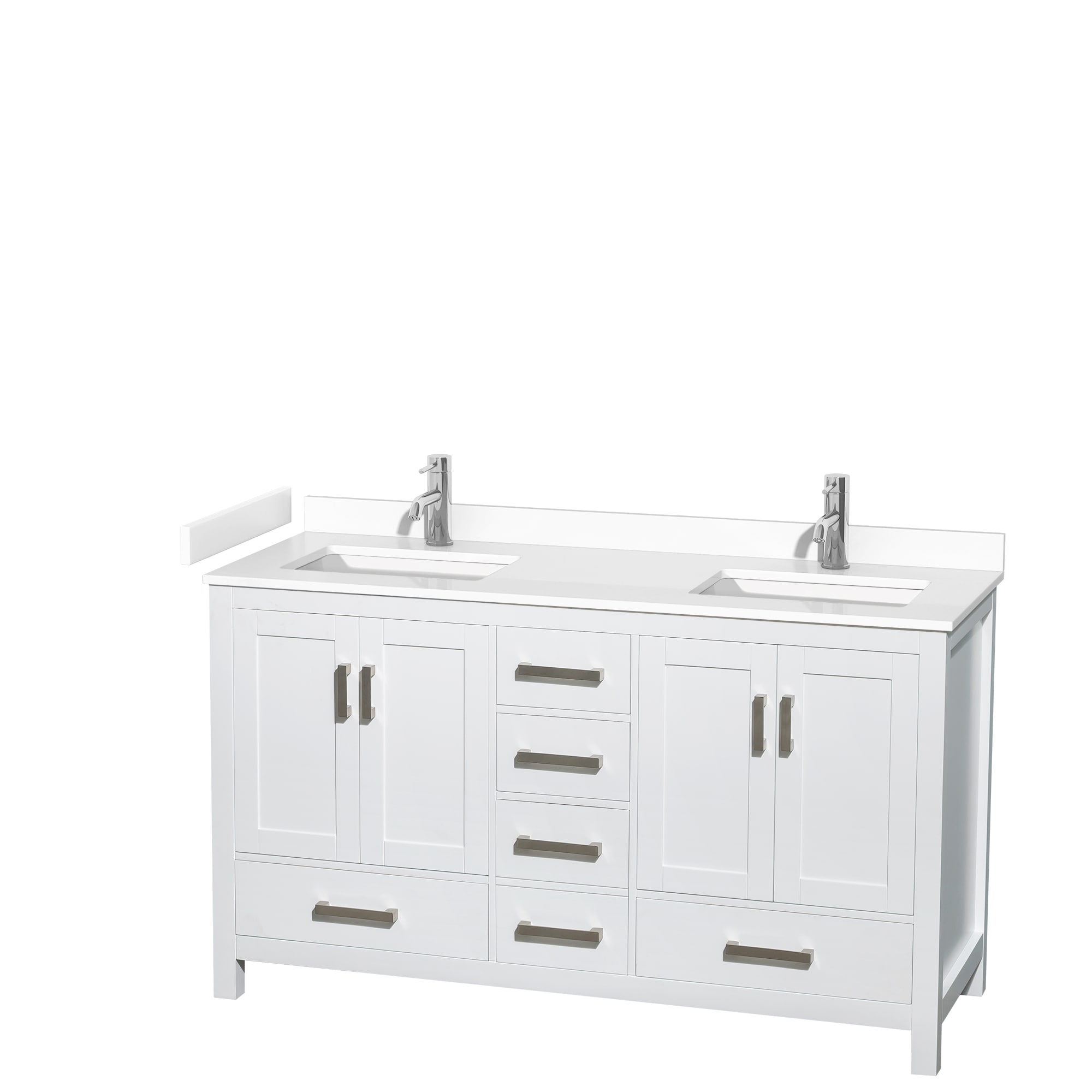 Sheffield 60" White Double Bathroom Vanity with Cultured Marble Top
