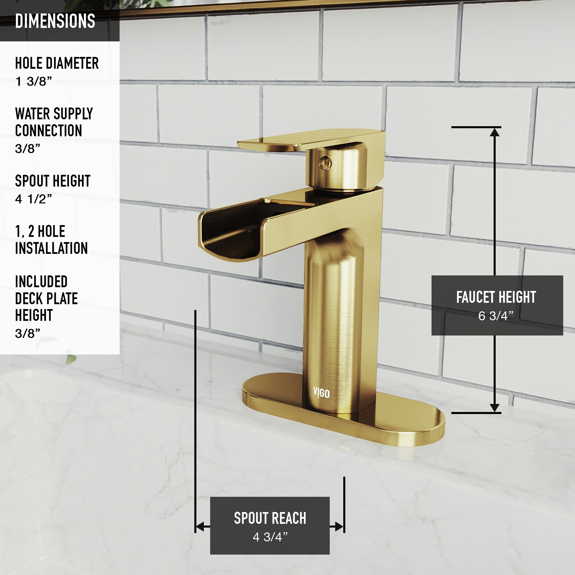 Matte Brushed Gold Single-Hole Waterfall Bathroom Faucet
