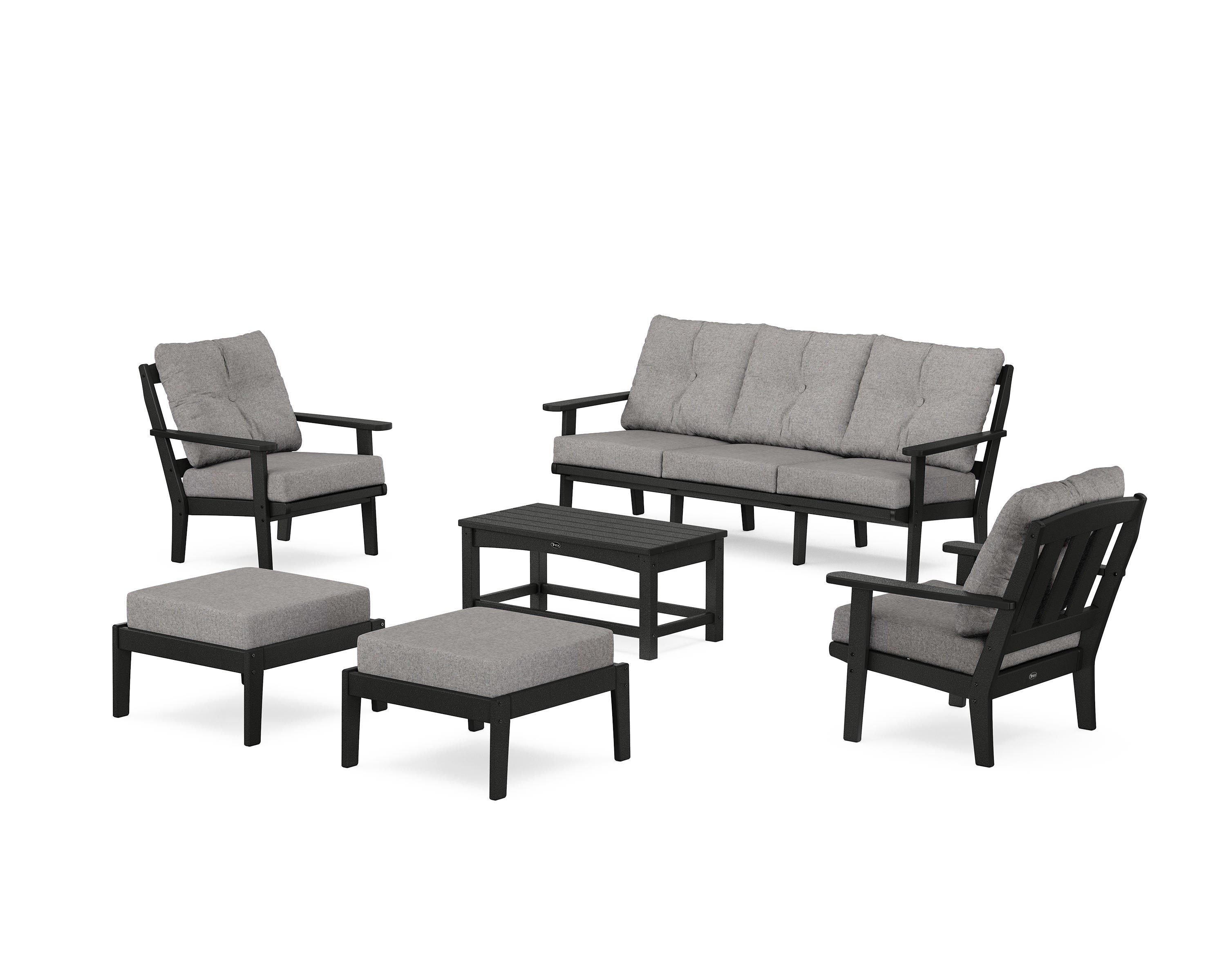 Trex Outdoor Furniture TXS2152-2-CB145980 Cape Cod 6 -Piece Patio Sofa Conversation Set with Gray Cushions
