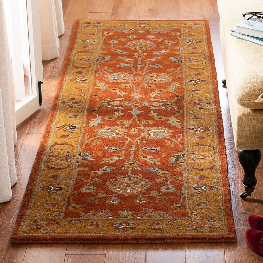 Safavieh Heritage Gurgaon 2 x 10 Red/Natural Indoor Floral/Botanical Oriental Handcrafted Runner Safavieh Heritage Gurgaon 2 x 10 Red/Natural Indoor Floral/Botanical Oriental Handcrafted Runner