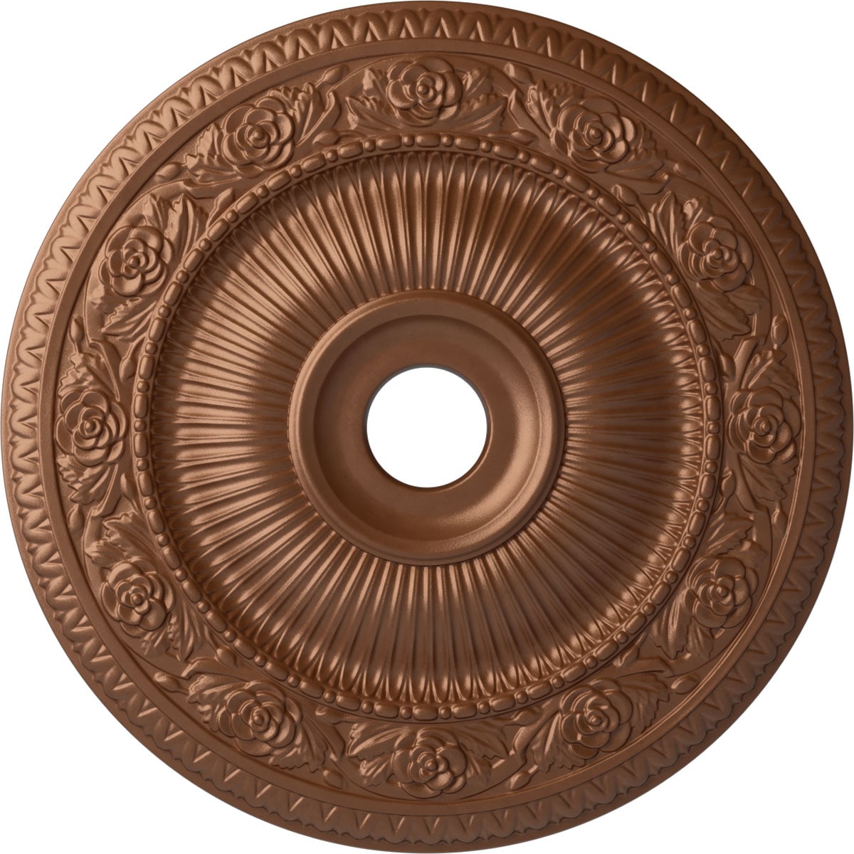 Ekena Millwork CM24LO1POS Logan 24.25-in W x 24.25-in L Painted Polished Copper Polyurethane Whole Ceiling Medallion