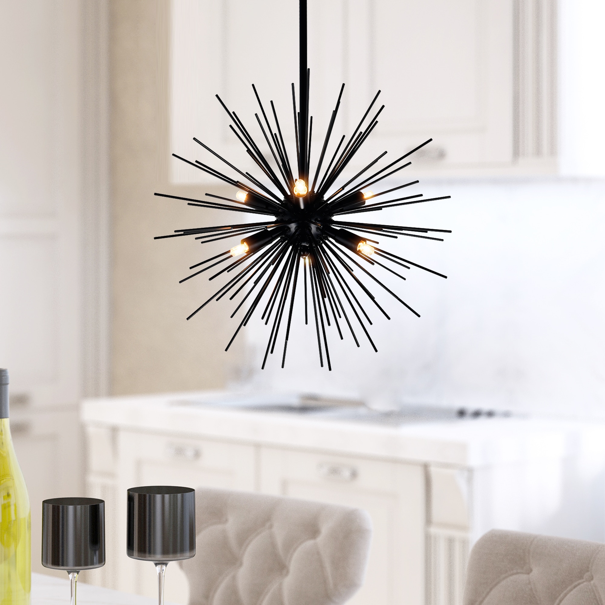 CWI Lighting 1034P16-6-101 Savannah 6-Light Black Modern/Contemporary Led Chandelier