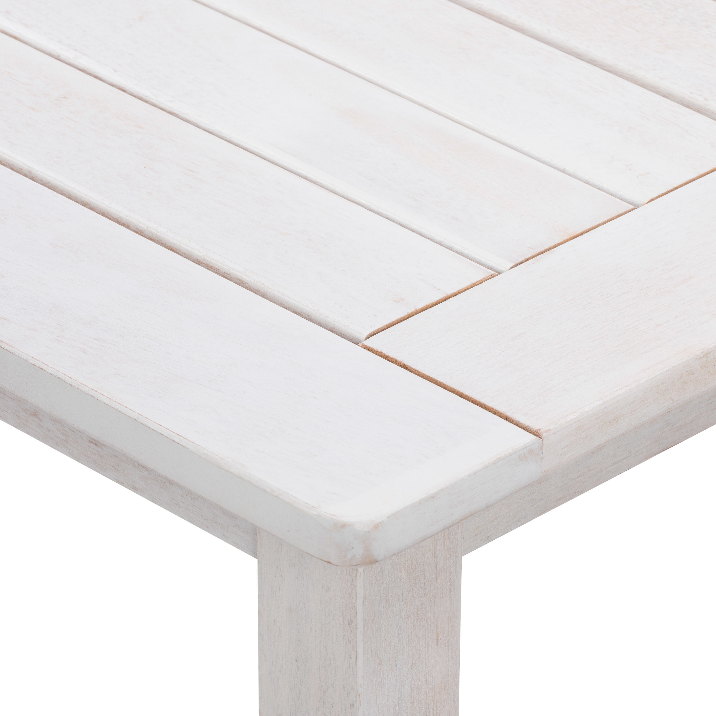 Whitewashed Hardwood Outdoor Square Bar Height Table with Umbrella Hole