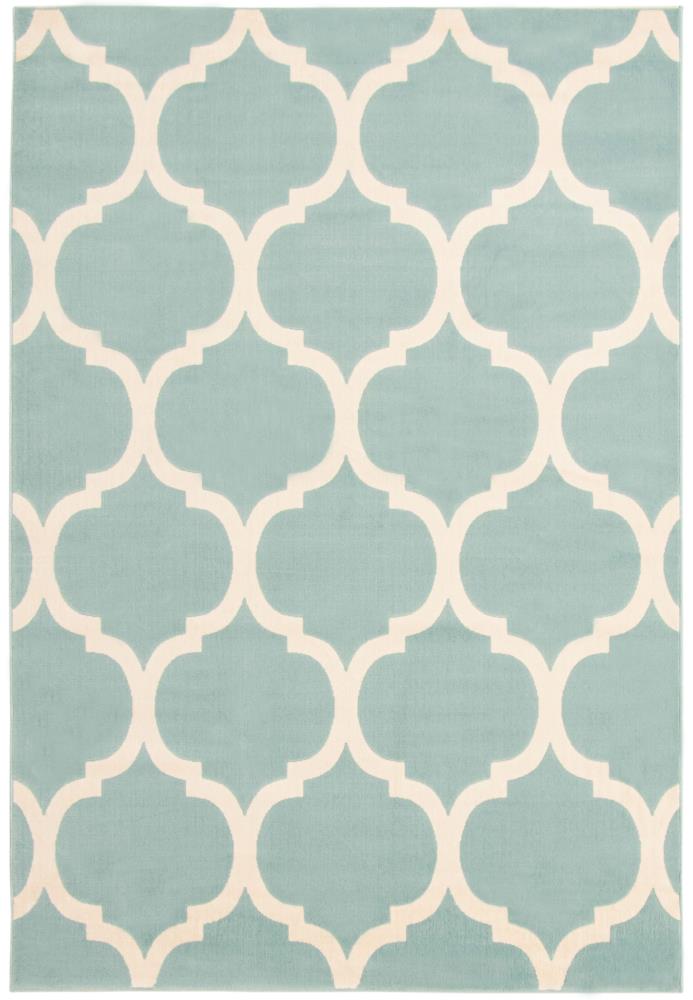ECARPETGALLERY 350953 Arbour 4 x 6 (ft) Polypropylene Aqua Rectangular Indoor Trellis Moroccan Area rug