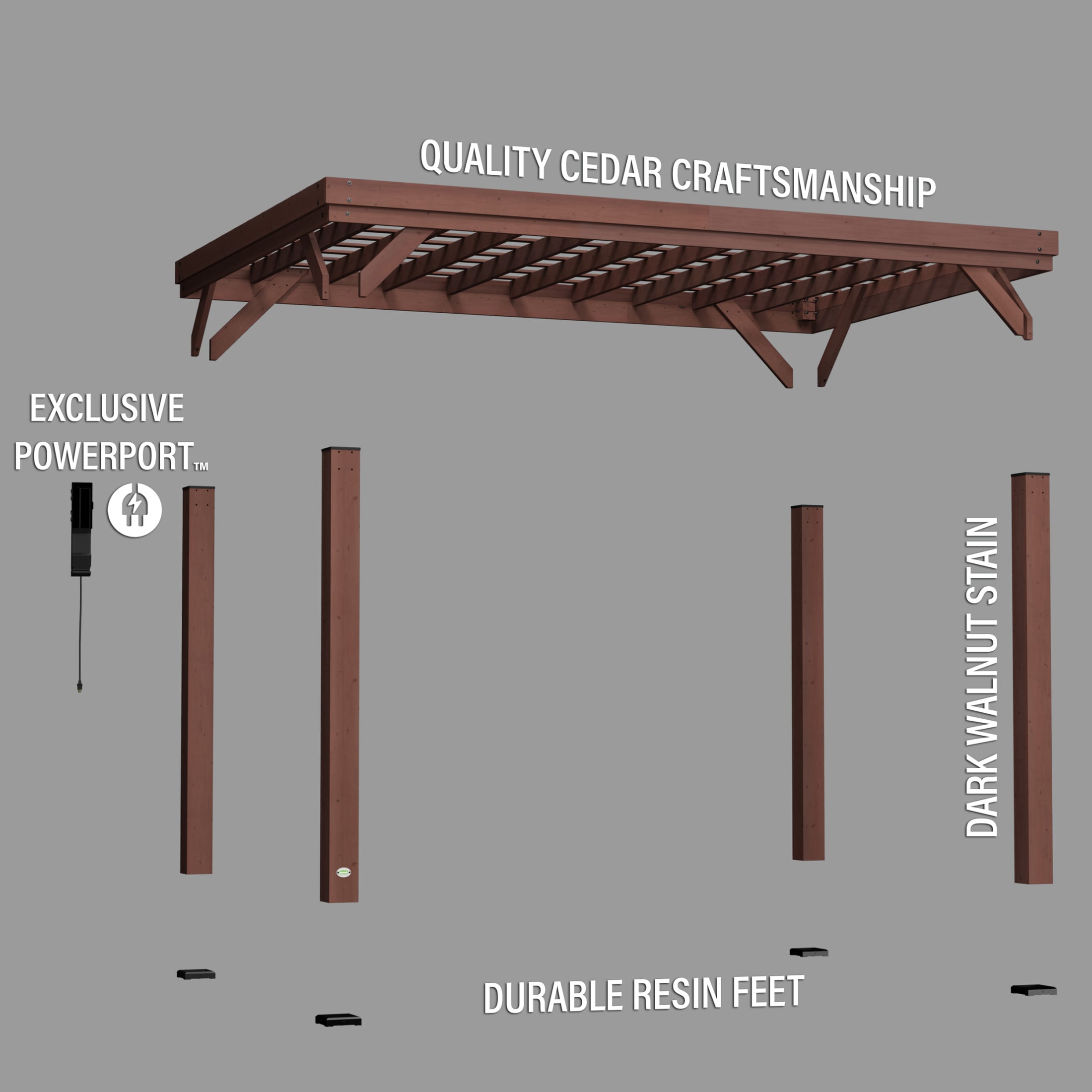 Brockton 14' x 10' Cedar Wood Pergola with PowerPort