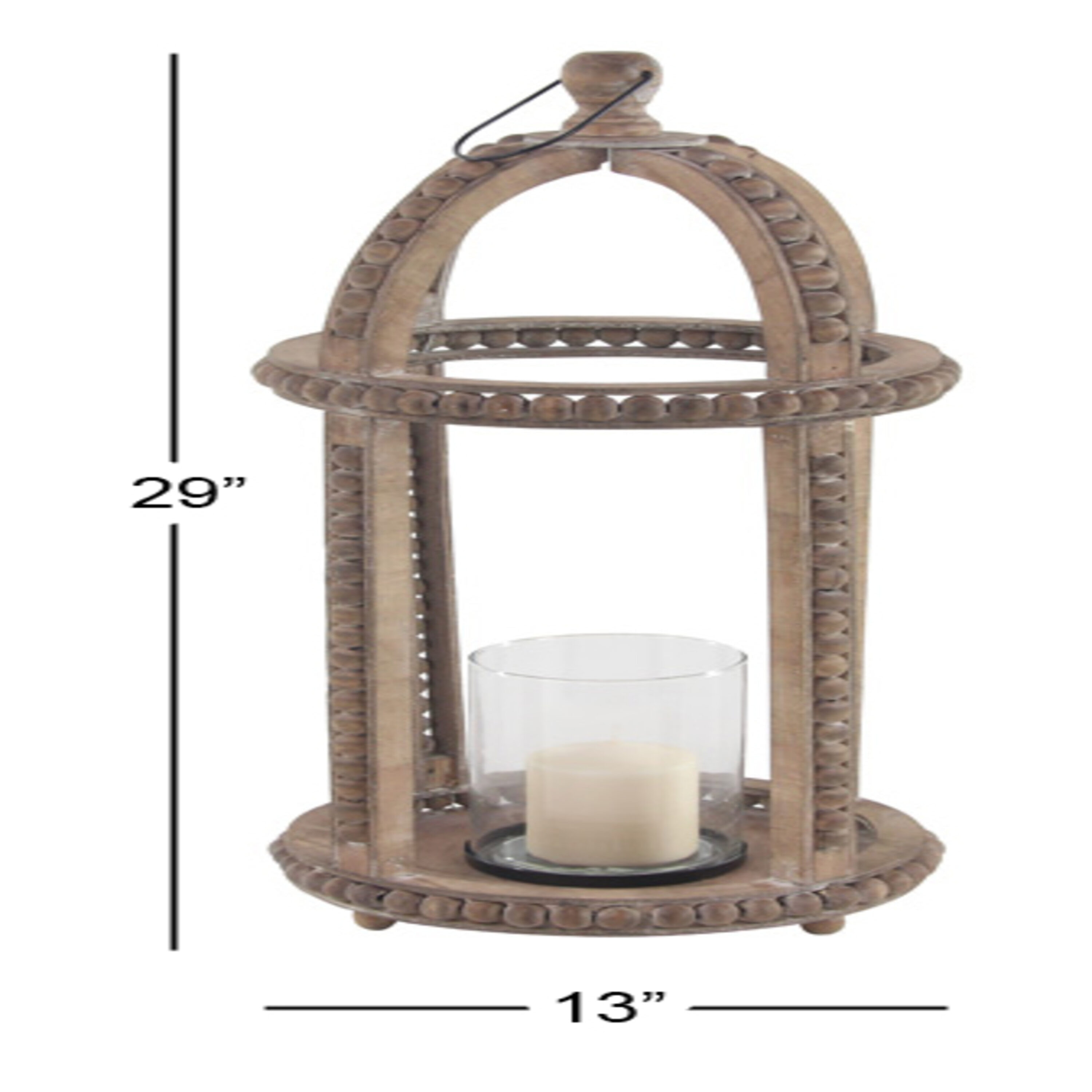 29" Brown Reclaimed Wood Hanging Candle Lantern