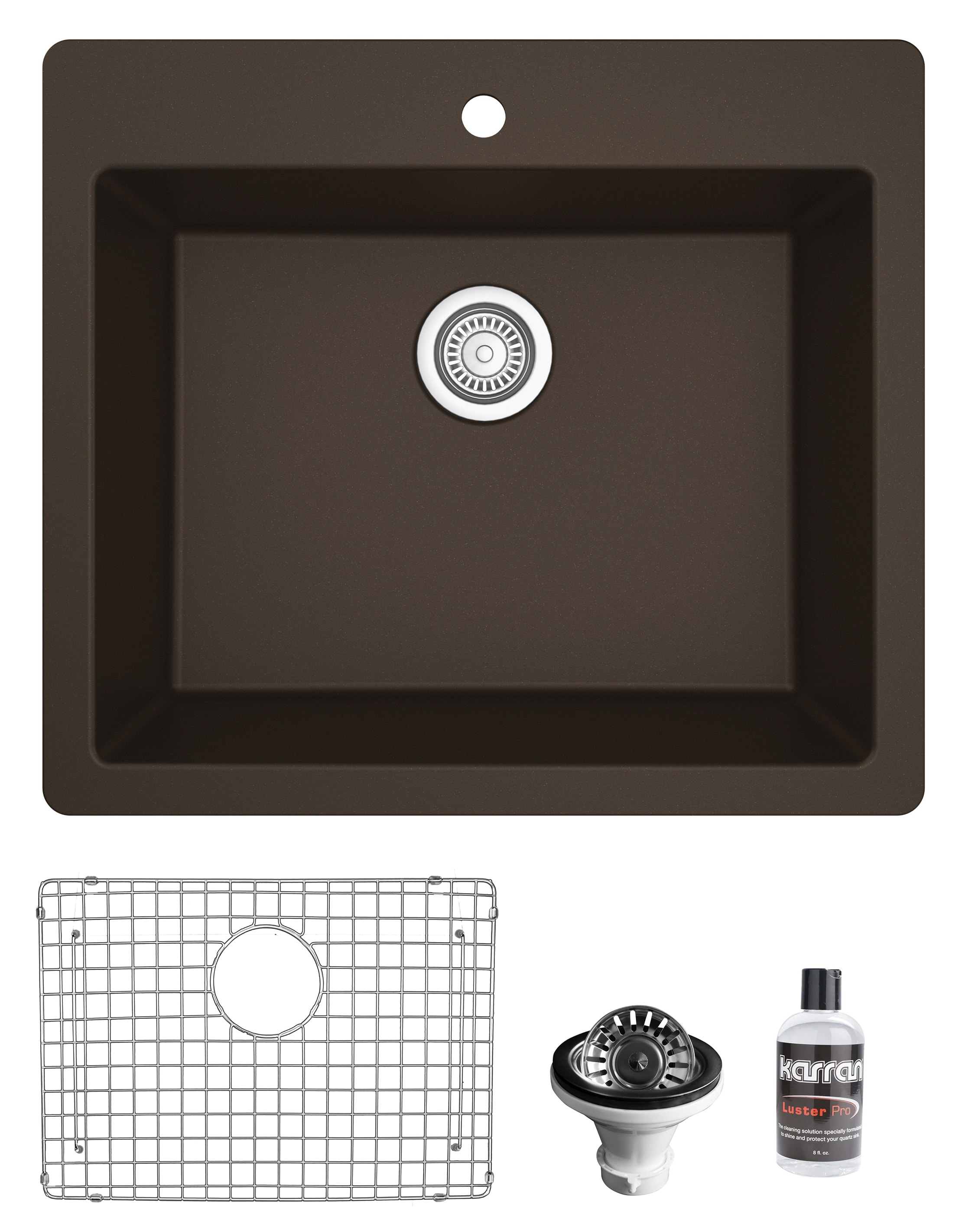 Karran QT-820-BR-PK1 Drop-in 25-in x 22-in Quartz Single bowl 1-Hole Kitchen Sink