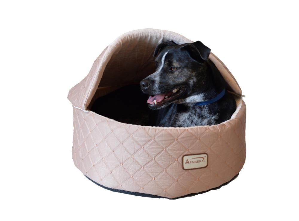 Armarkat C33HFS/FS-M Round Light Apricot Polyester Enclosed Cat Bed ( Medium )