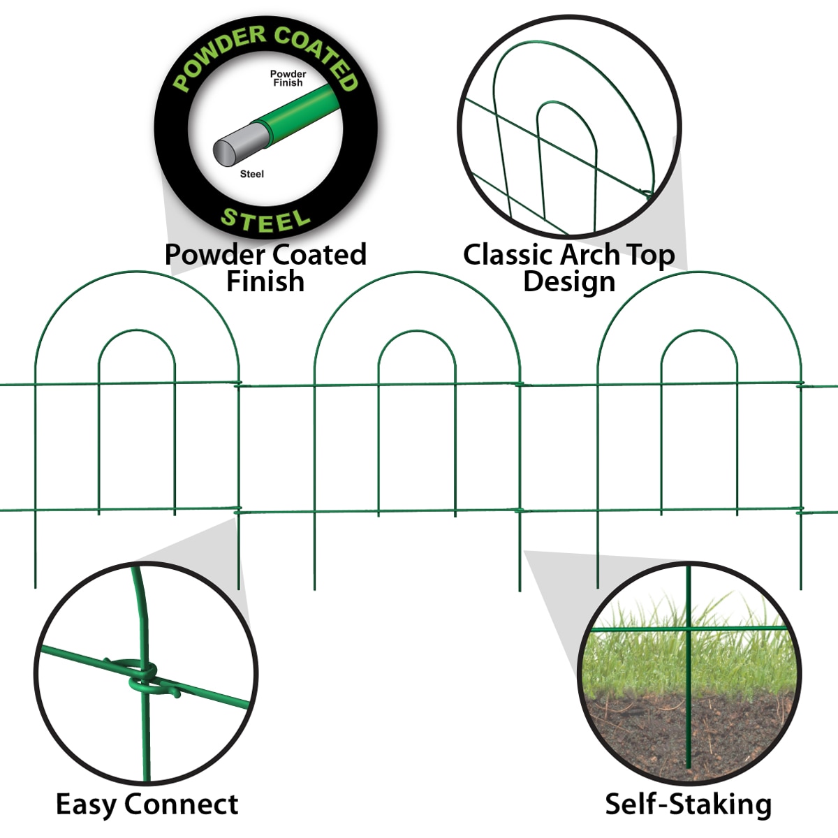 GARDEN CRAFT 0.25-in x 120-in x 24-in Green Metal Steel Border Fencing ...