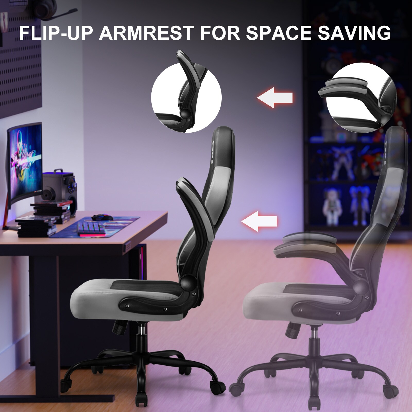 GTPLAYER LOWE'S-GT500-GR Office-Chairs - View #5