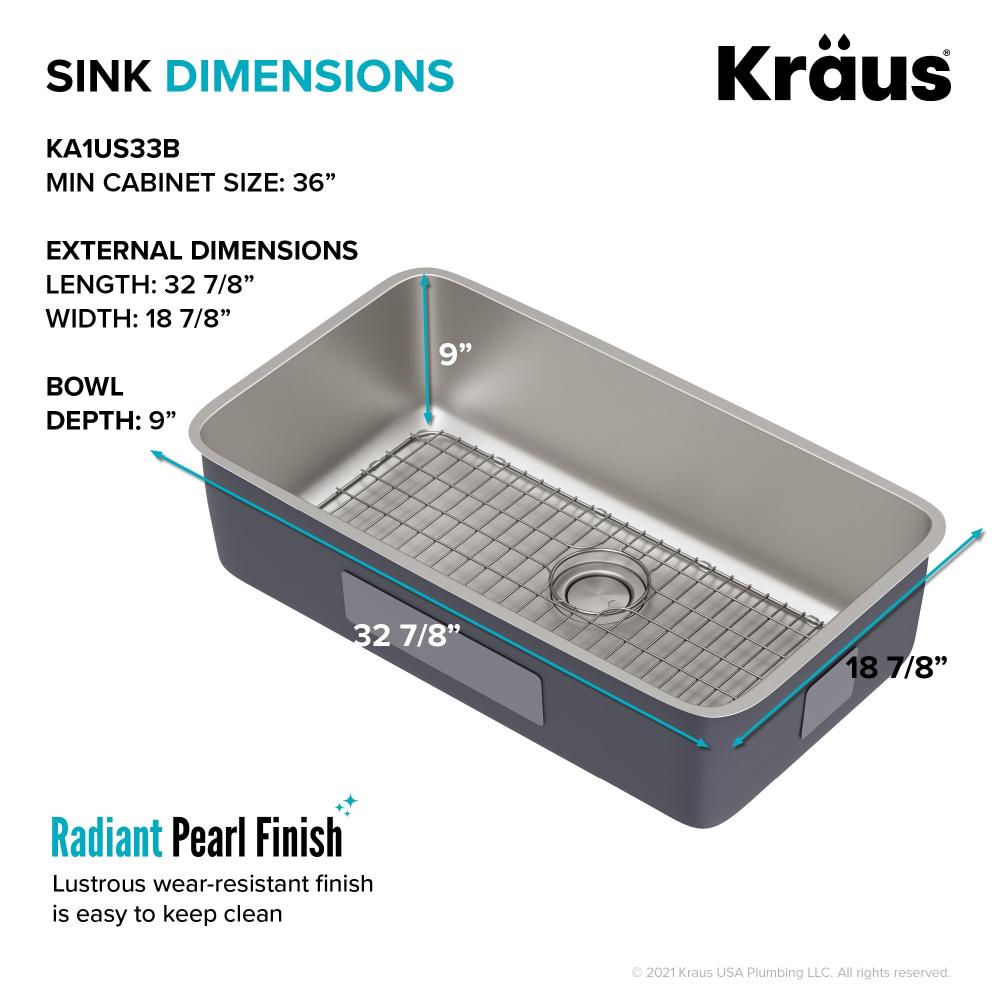 Kraus Dex Undermount 33-in x 19-in Stainless Steel Single Bowl Kitchen Sink  in the Kitchen Sinks department at