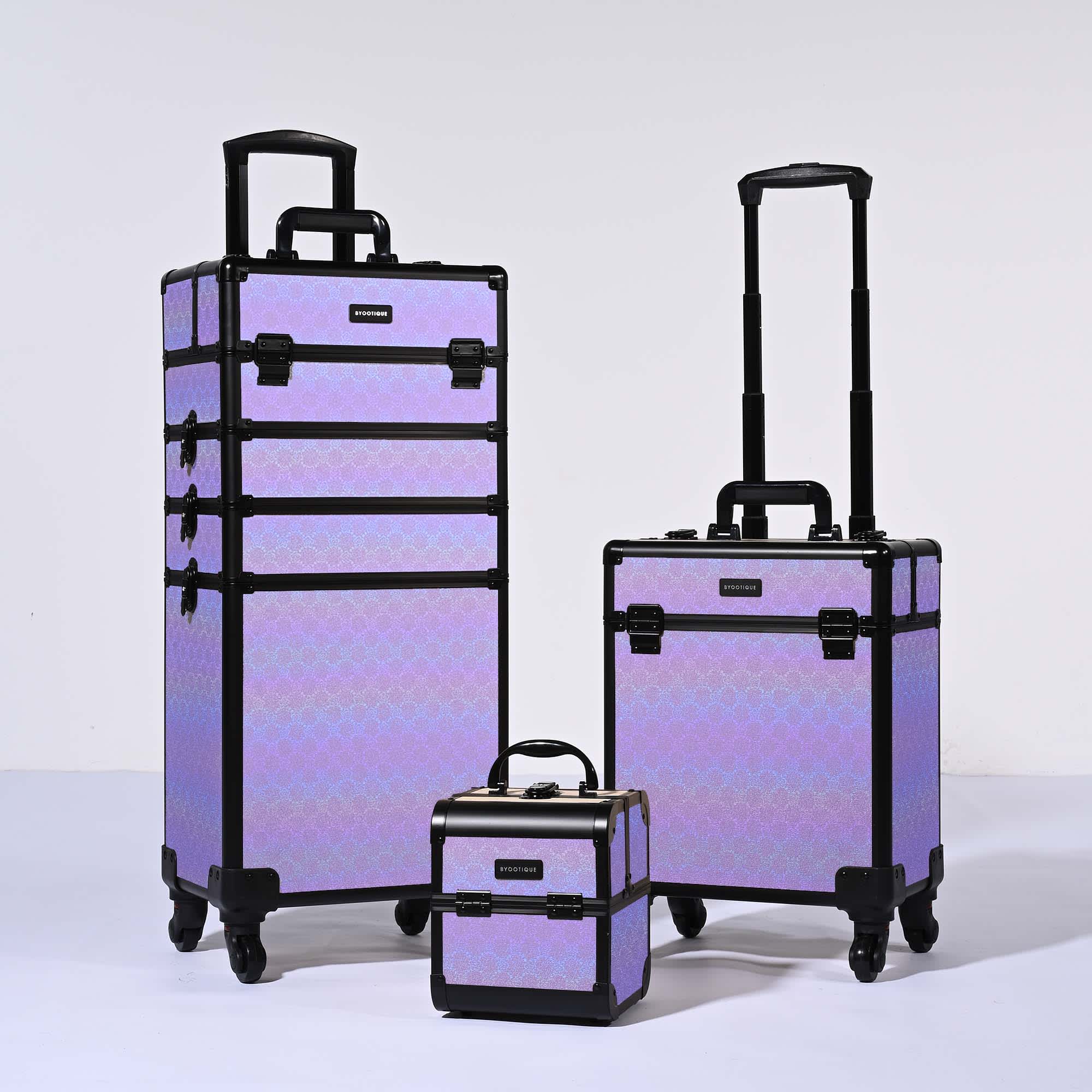 Yescom 12MKCSET-LMS-F05-LO Byootique 3 Piece Makeup Train Cases Cosmetic Organizer Kit Charm ForgetMeNo