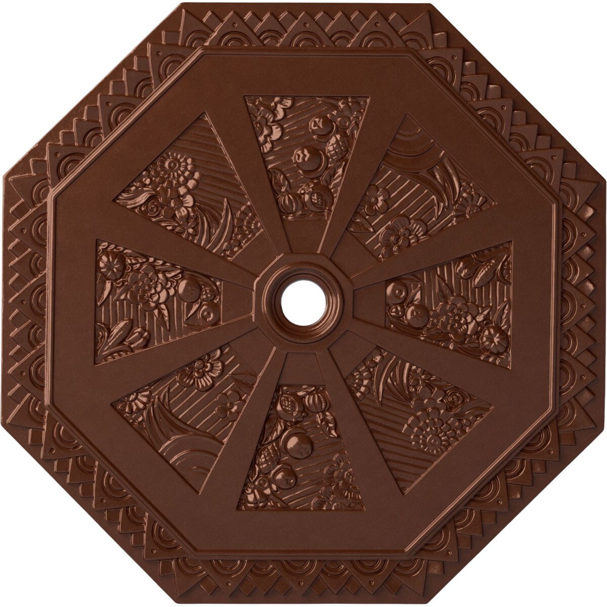 Ekena Millwork CM30SPCPS Spring Octagonal 29.125-in W x 29.125-in L Painted Copper Penny Polyurethane Whole Ceiling Medallion
