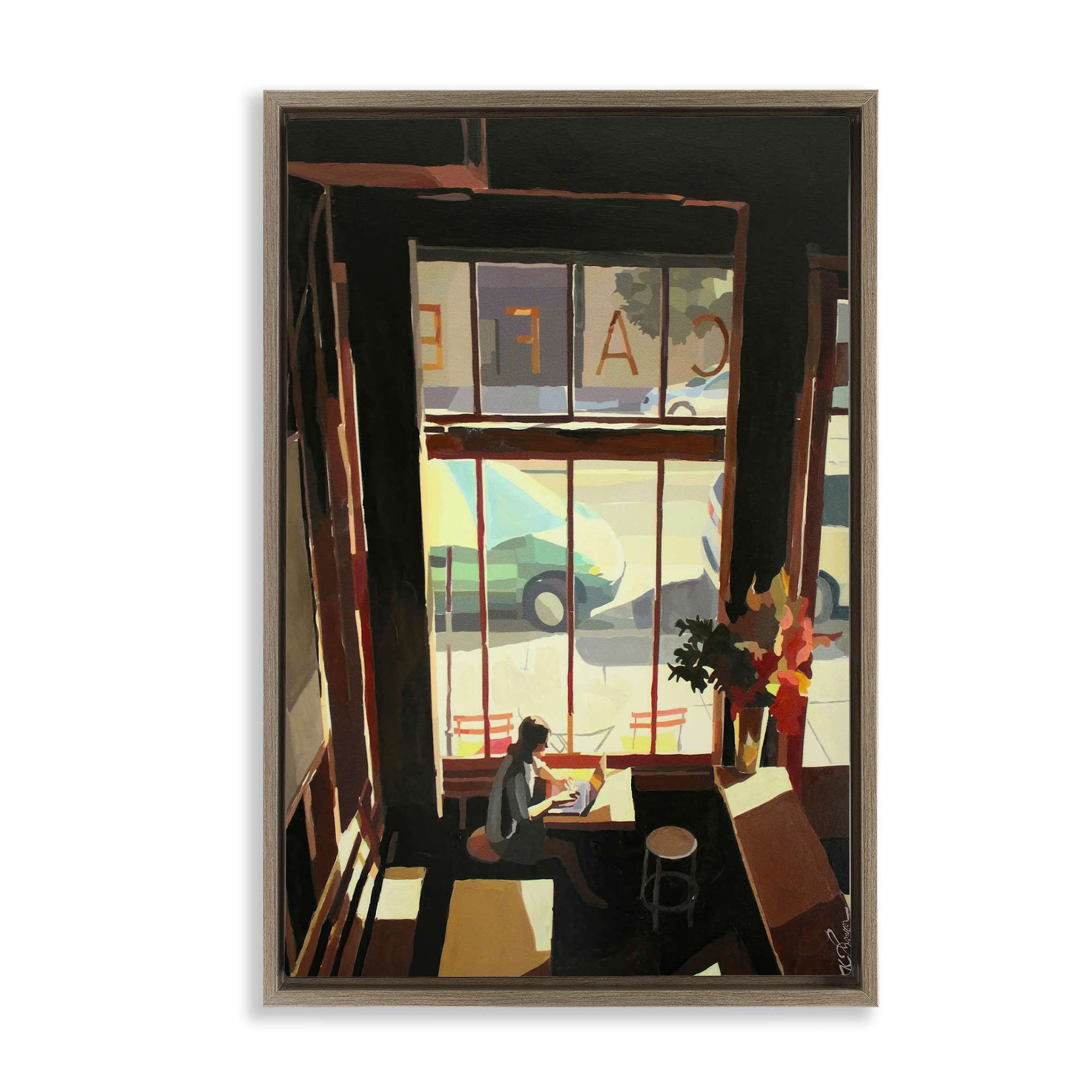 Stupell Industries BS-822-FFE-20X30 Tranquil Cafe Environment Brown Framed Floater Canvas Wall Art By Keith Thomson 21 x 31