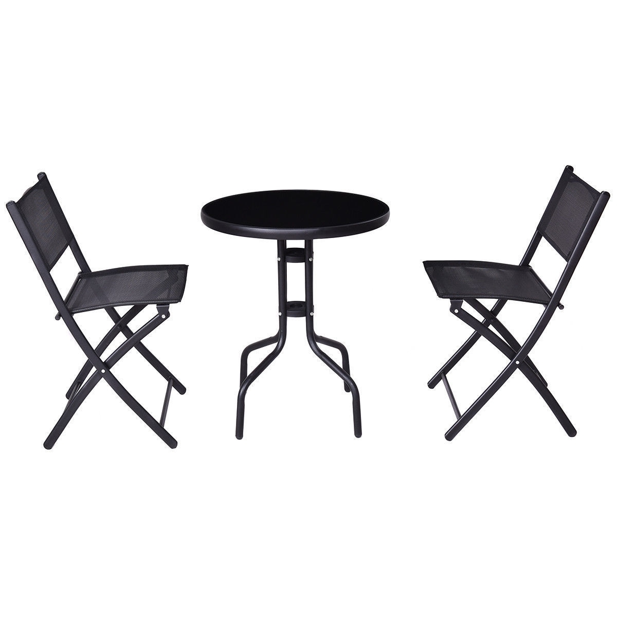 Forclover HYFE-70446 Patio conversation sets 3 -Piece Patio Conversation Set with Black