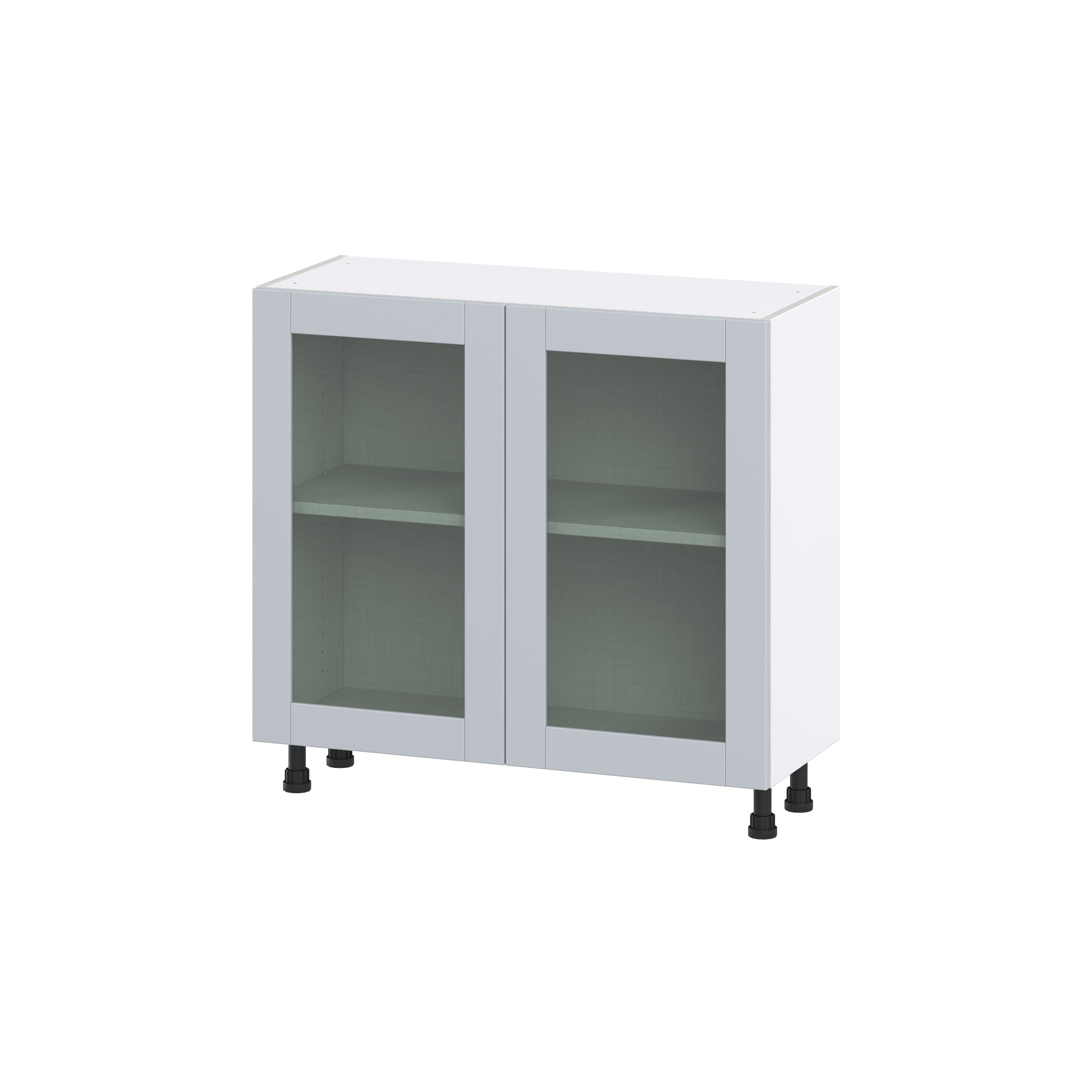 Hugo&Borg Charlesberg 15-in W x 34.5-in H x 16-in D Gray Base Fully Assembled Cabinet (Glass Panel Shaker Door Style)