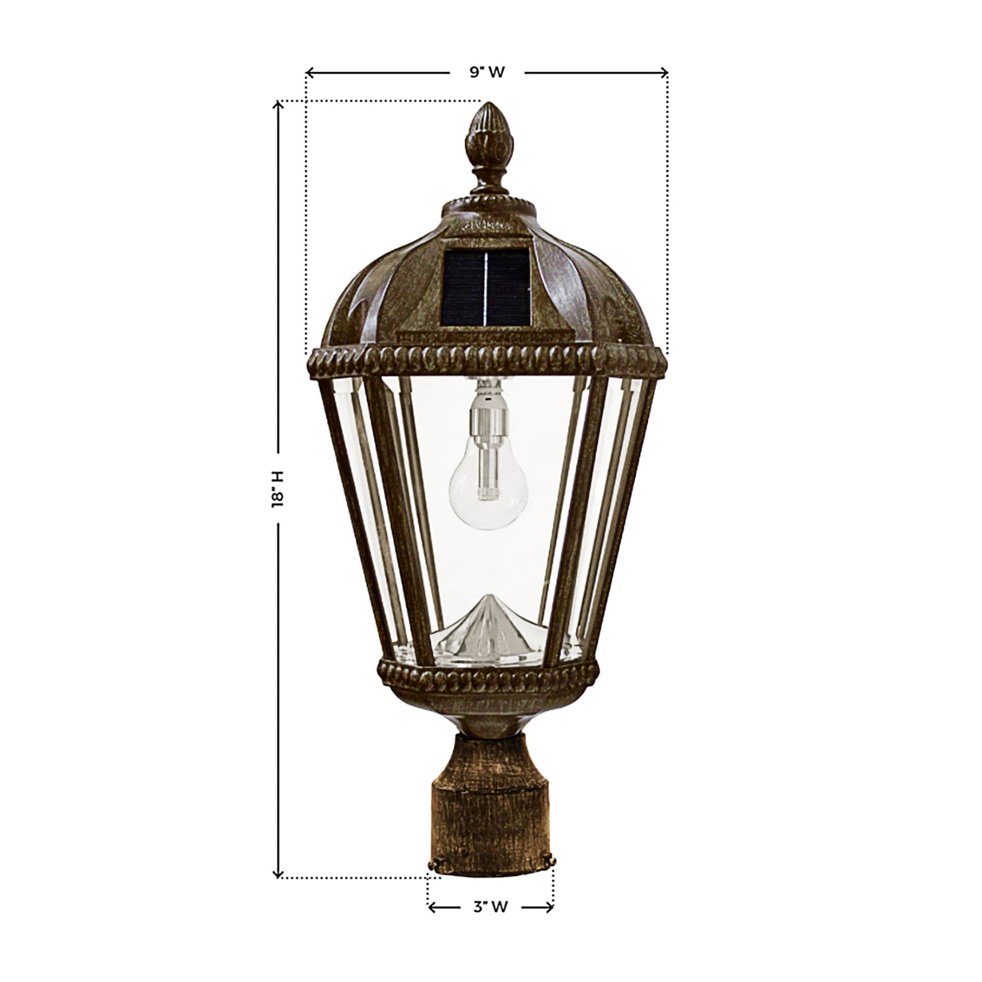 Gama Sonic Royal Bulb 18-in Weathered Bronze Traditional Light Post Lantern  in the Post Light Parts department at