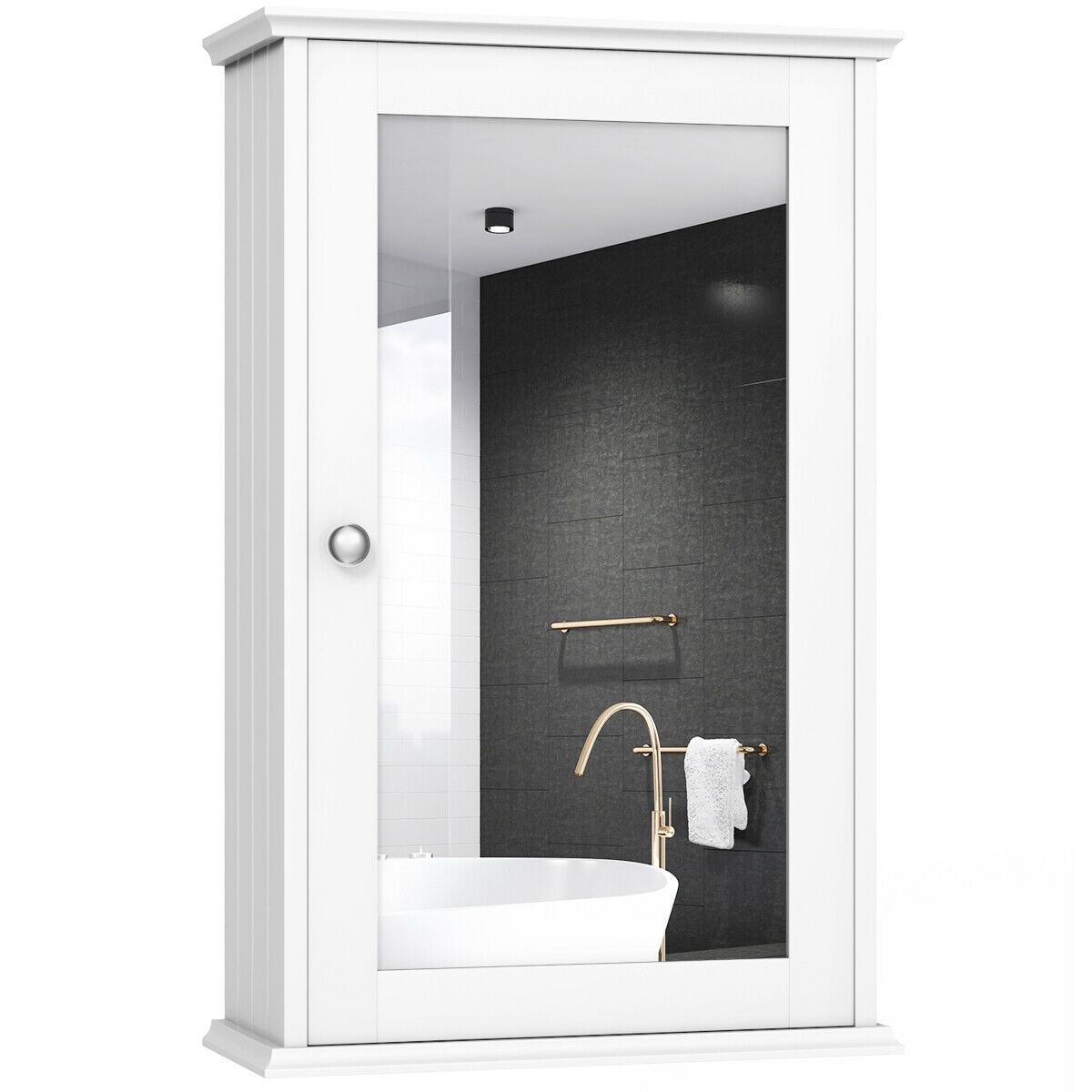 Forclover HYFC-BA846WH ST Medicine Cabinets 13.5-in x 21-in x 6-in White Bathroom Wall Cabinet