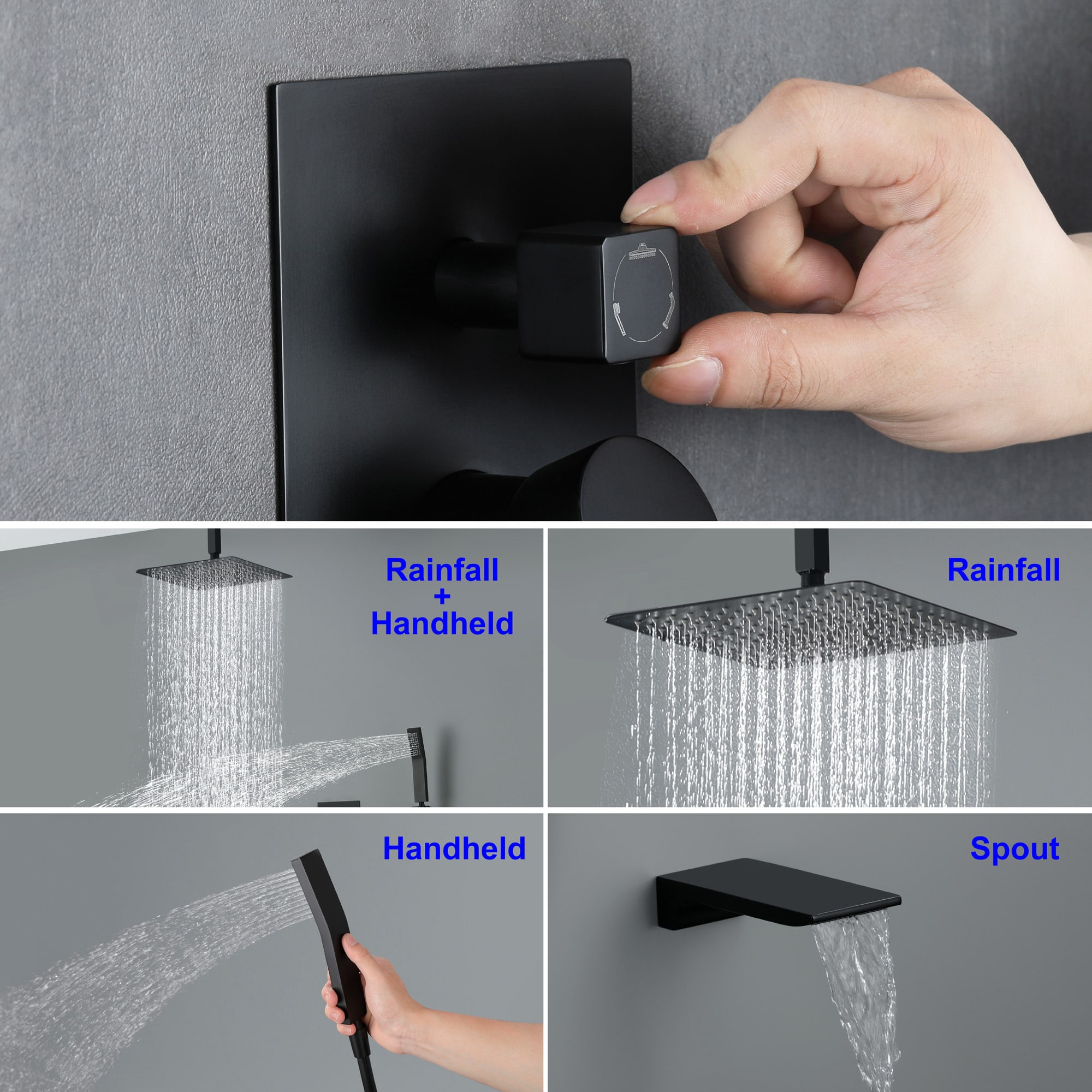 WELLFOR SPA-88017B-12 Showerhead-Bar-Panels - View #3