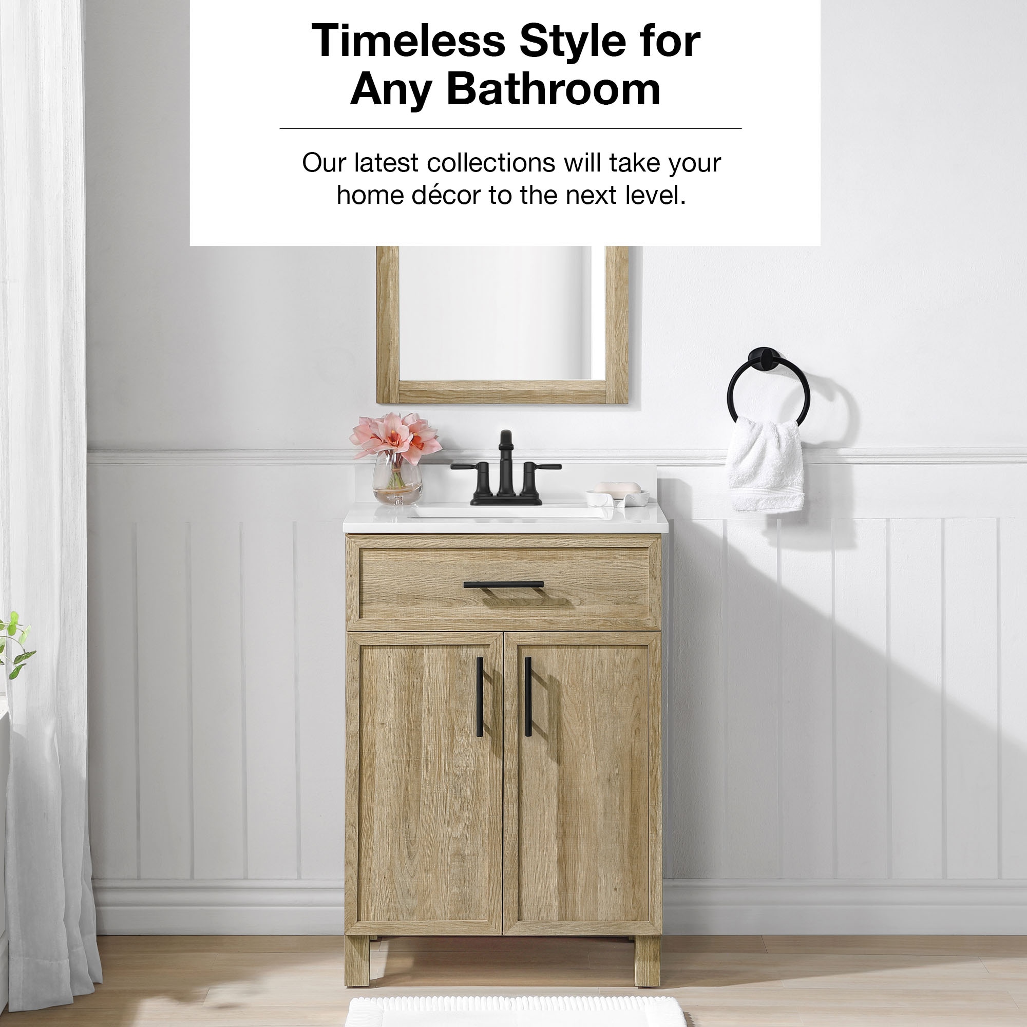 Style Selections Dolton 24 in Natural Oak Undermount Single Sink Bathroom Vanity with White Engineered Marble Top Mirror Included DOLTON 24NO COMBO at Lowes