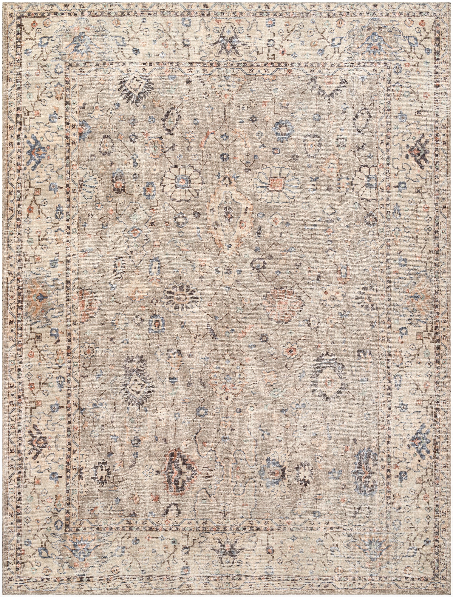 Gray Rectangular Synthetic Stain-Resistant Medium Pile Rug, 6'7" x 6'7"