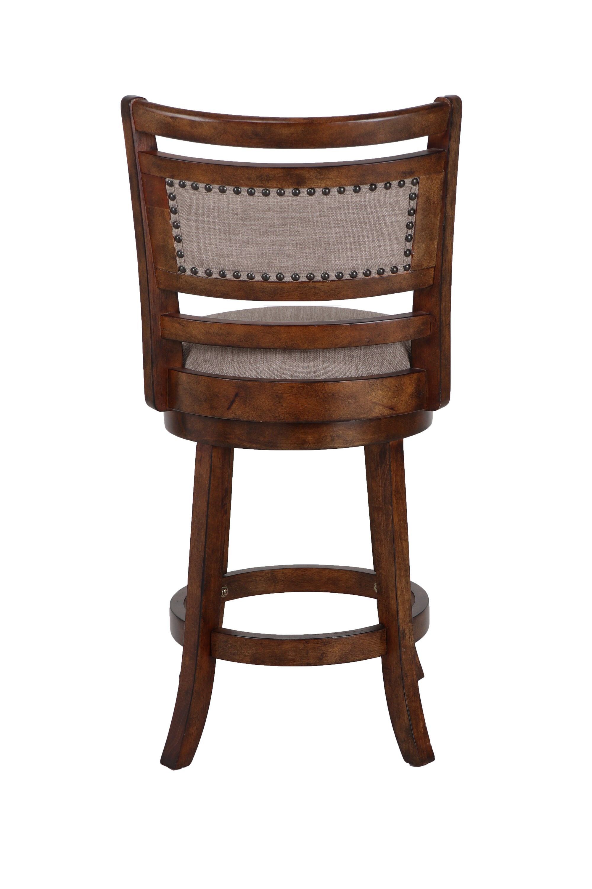 Aberdeen Dark Brown Wood Swivel Bar Stool with Fabric Seat