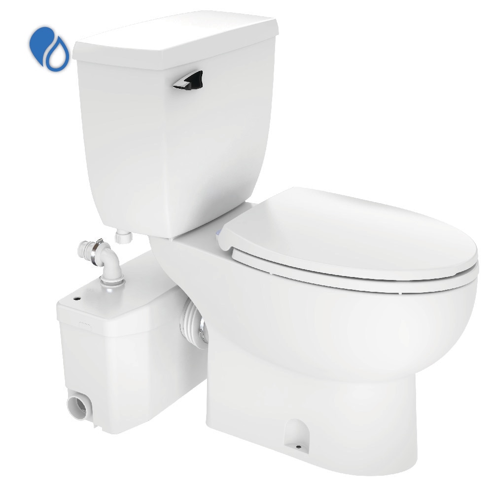 SANIFLO 002.005.087 Saniplus White Elongated Chair height Soft Close 2-piece Toilet 12-in Rough-In WaterSense 1.28 GPF