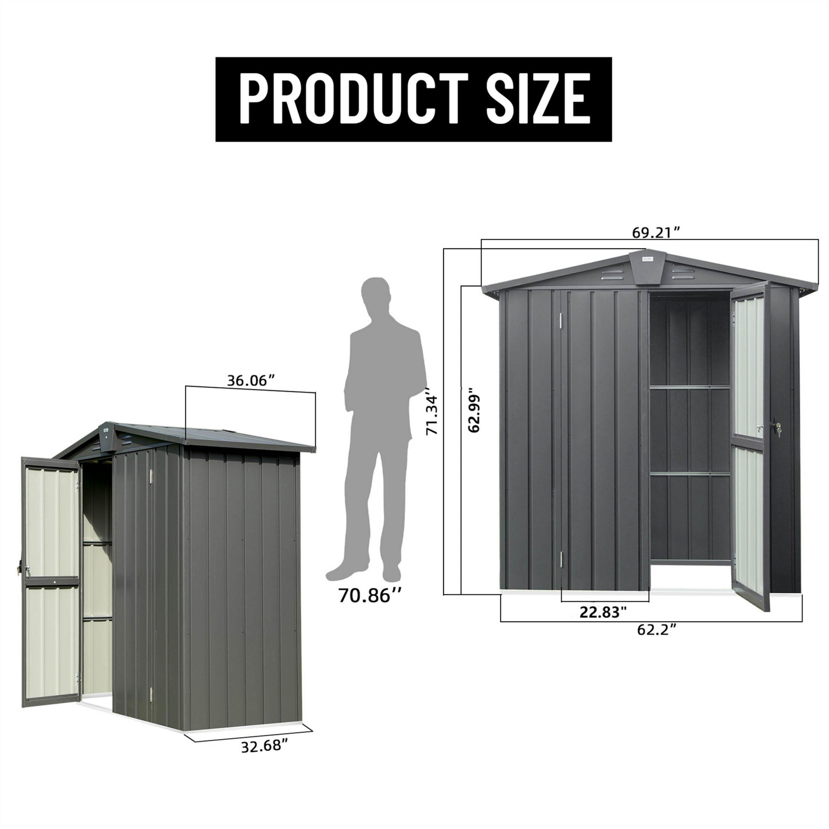 WELLFOR GT-HPY-3744CF Metal-Storage-Buildings-Sheds - View #2